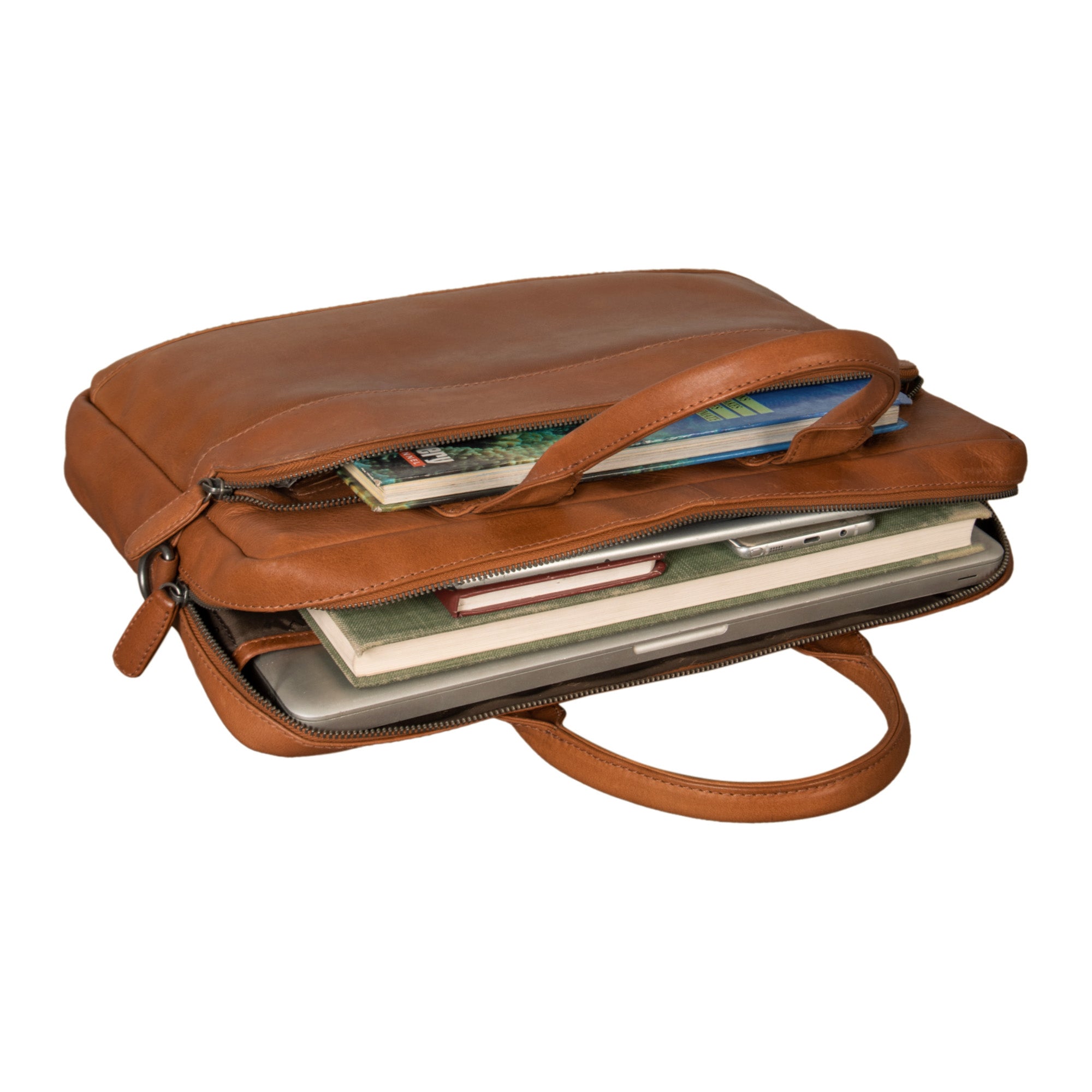 Braune Ledertasche mit Henkel