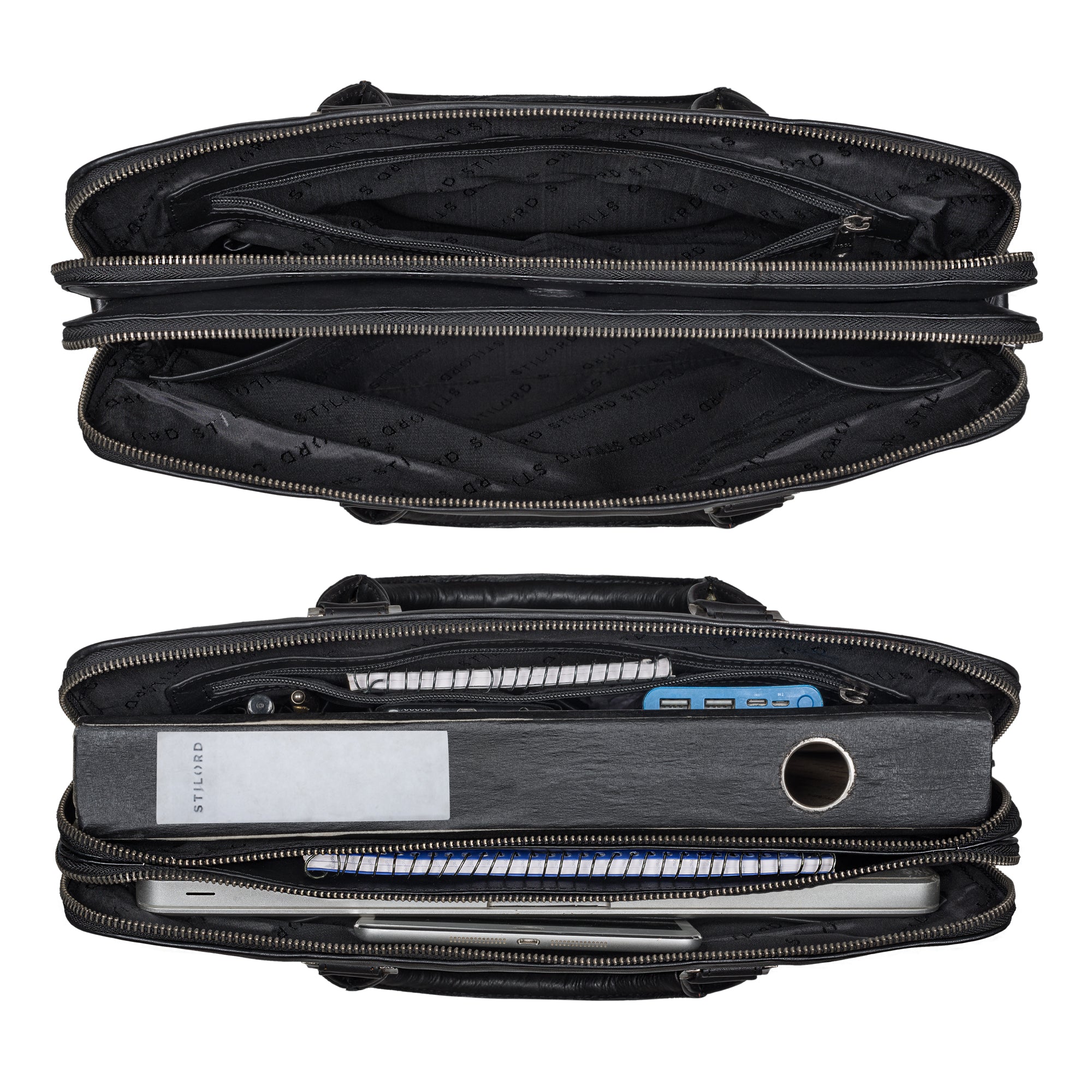 Businesstasche Leder Damen schwarz