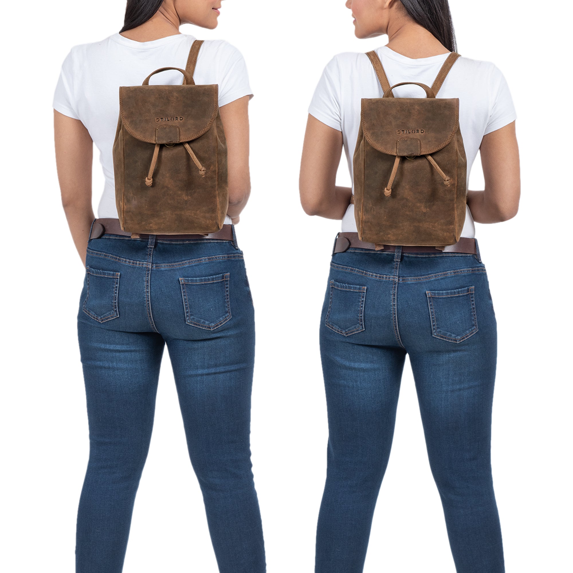 Rucksackhandtasche Damen Leder
