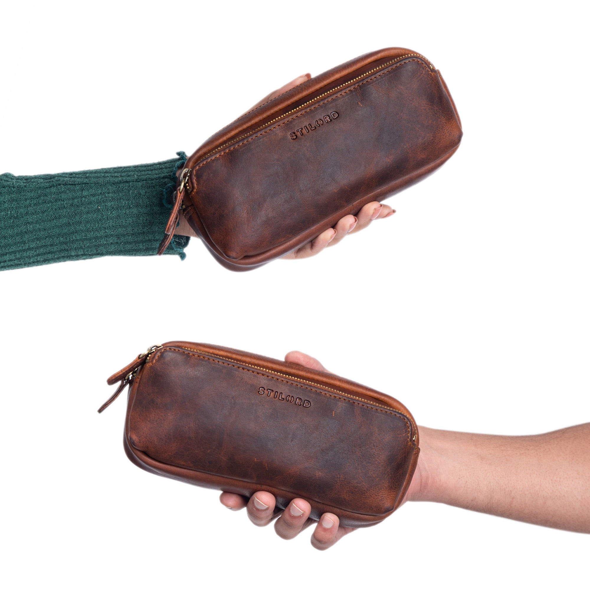 Etui aus Leder für Schule Uni Arbeit