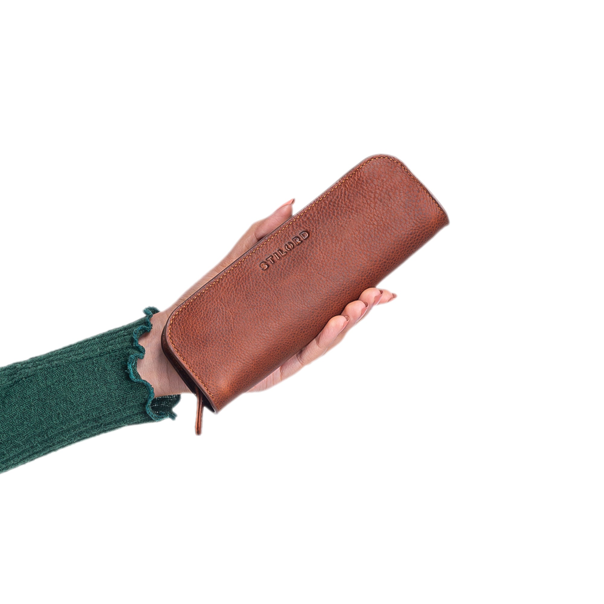 Leder Etui Stifte rotbraun model