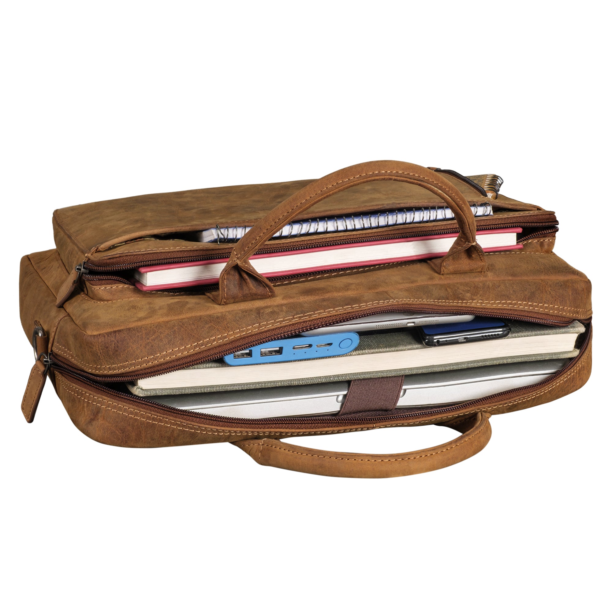 braune Leder Laptoptasche Damen