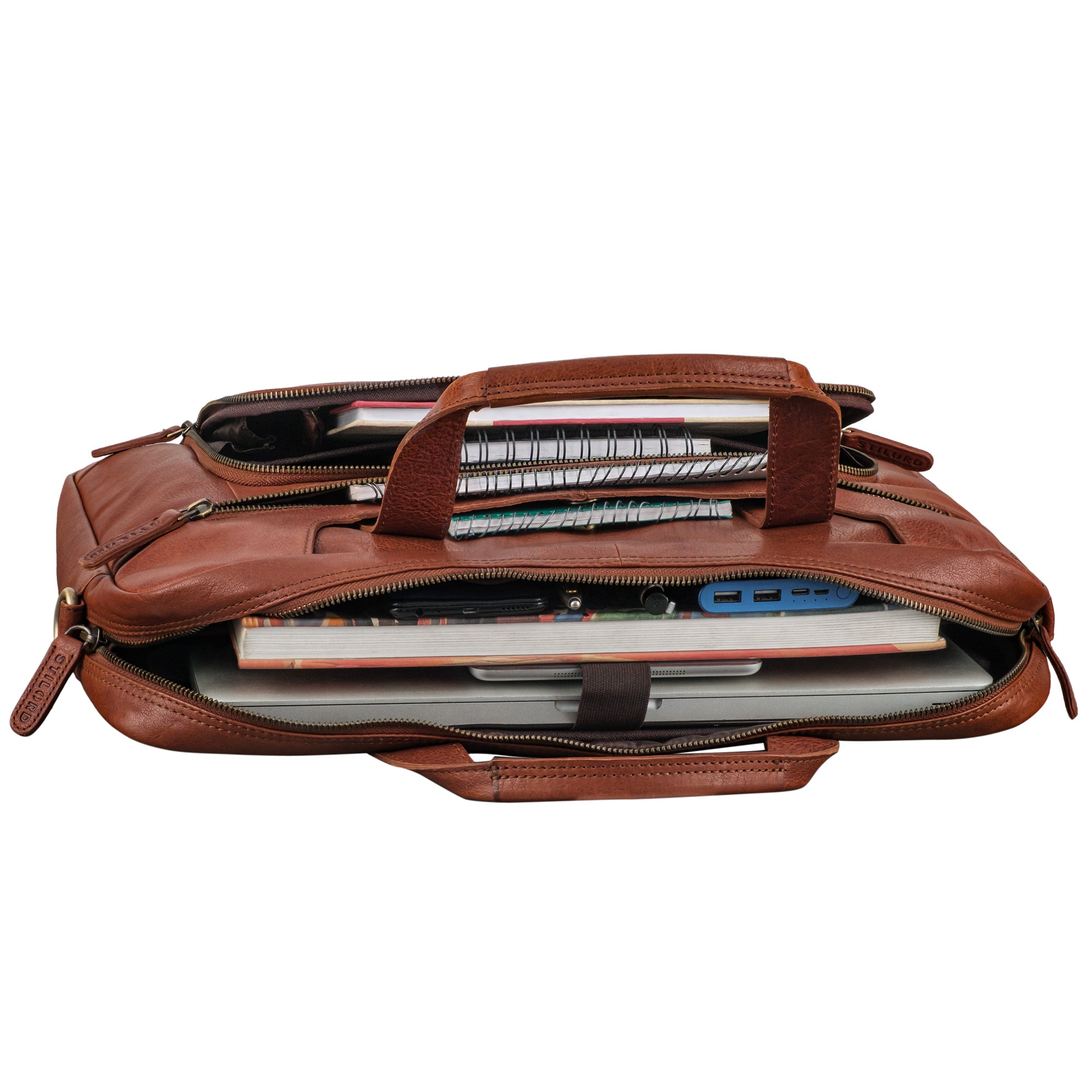 Arbeitstasche Herren Leder cognac