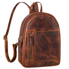 Kleiner Damenrucksack Echtleder cognac mit verstellbaren Schultergurten