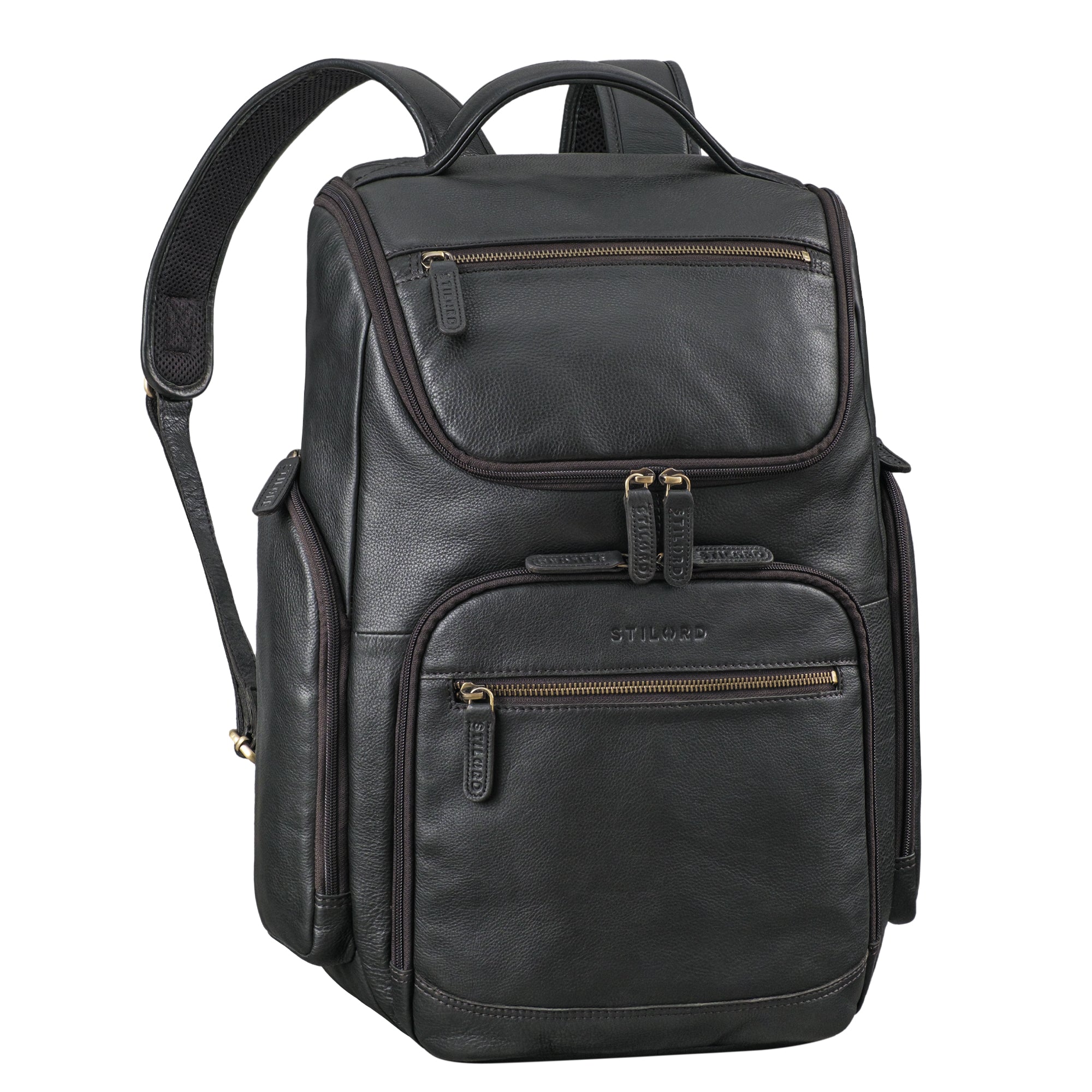 Leder Rucksack Herren Groß Schwarz mit Laptopfach