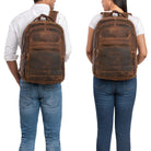 Businessrucksack Herren Leder mit Laptopfach 15,6 Zoll braun