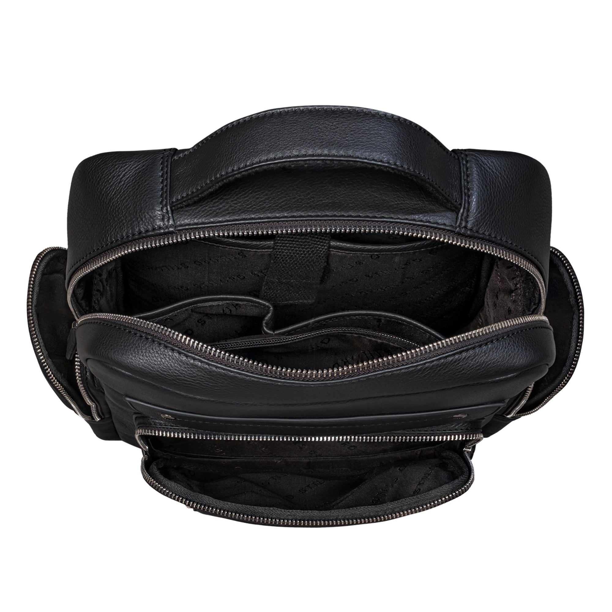 Leder Rucksack Damen schwarz