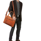 Braune Schultertasche Herren echtes Leder