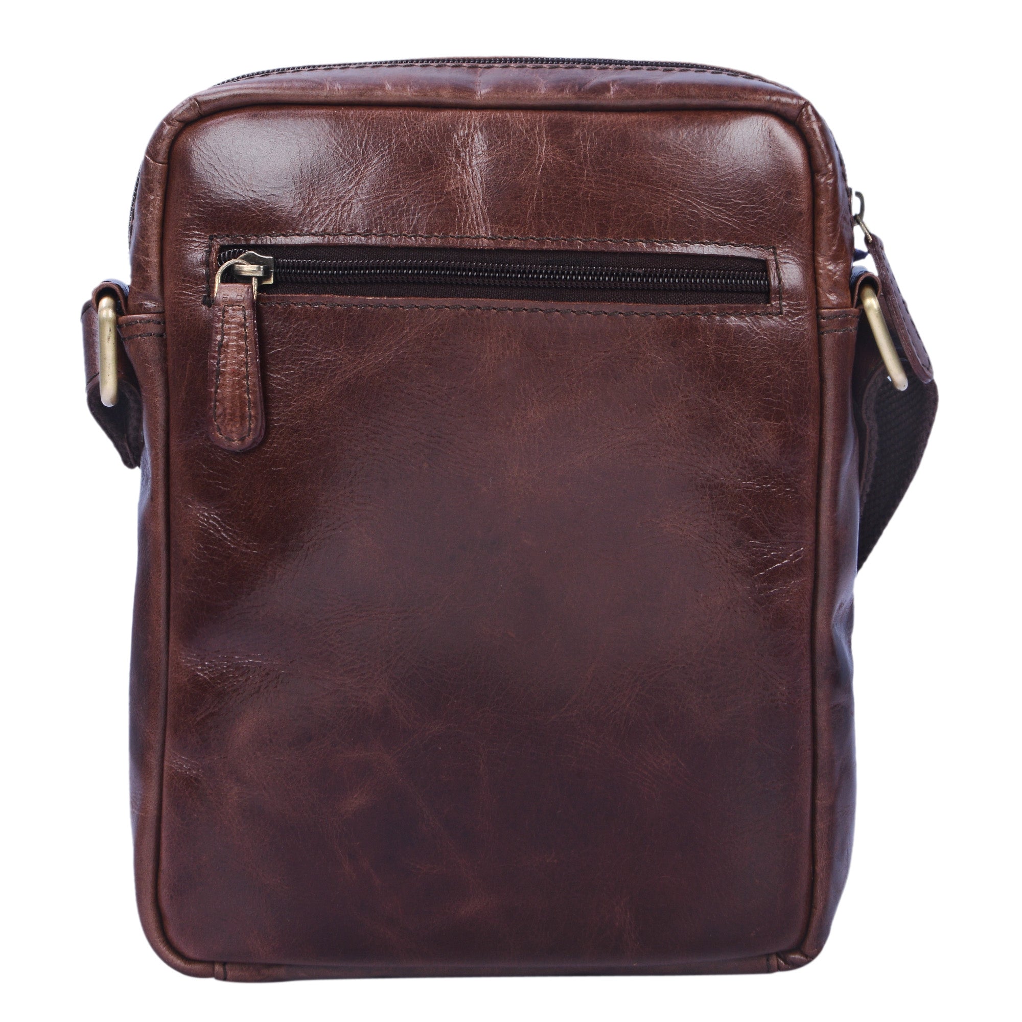 Leder Schultertasche dunkel braun
