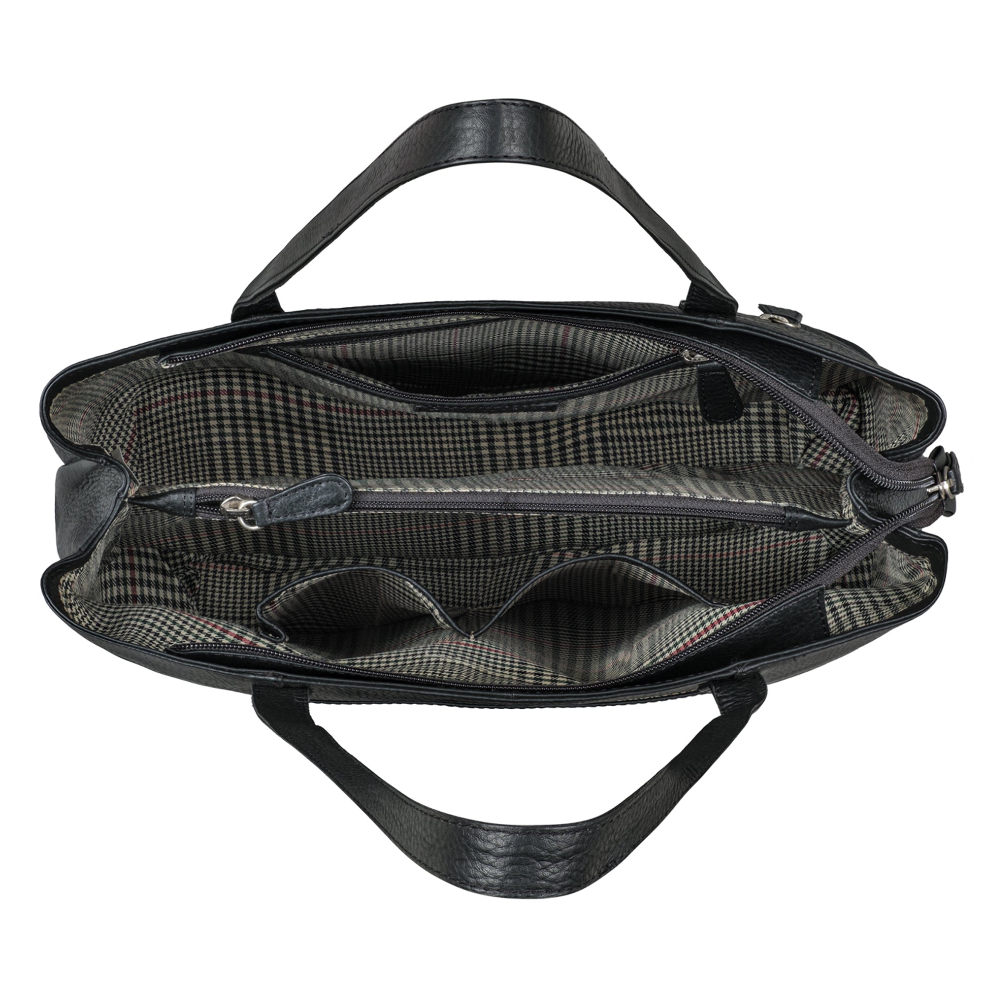 Leder Tote Bag Damen schwarz