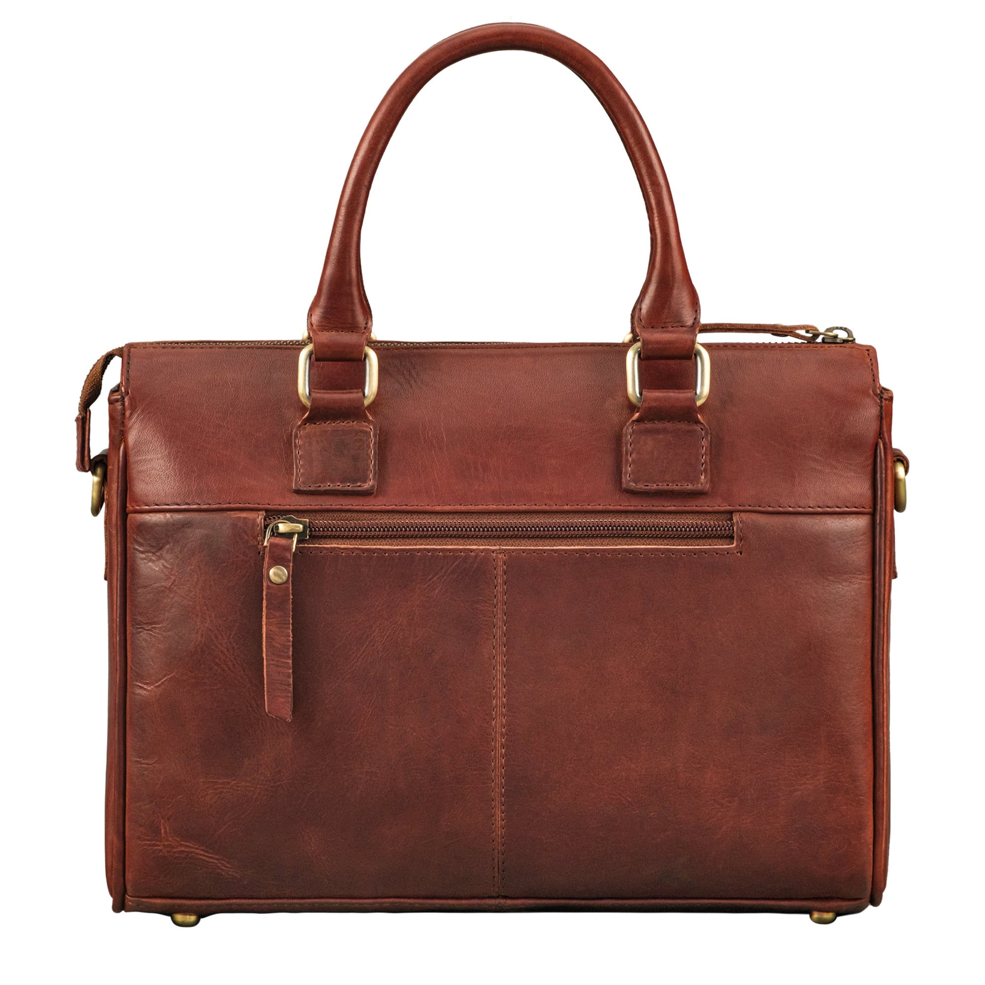 Damen Tote Bag Leder cognac aus der Rückansicht