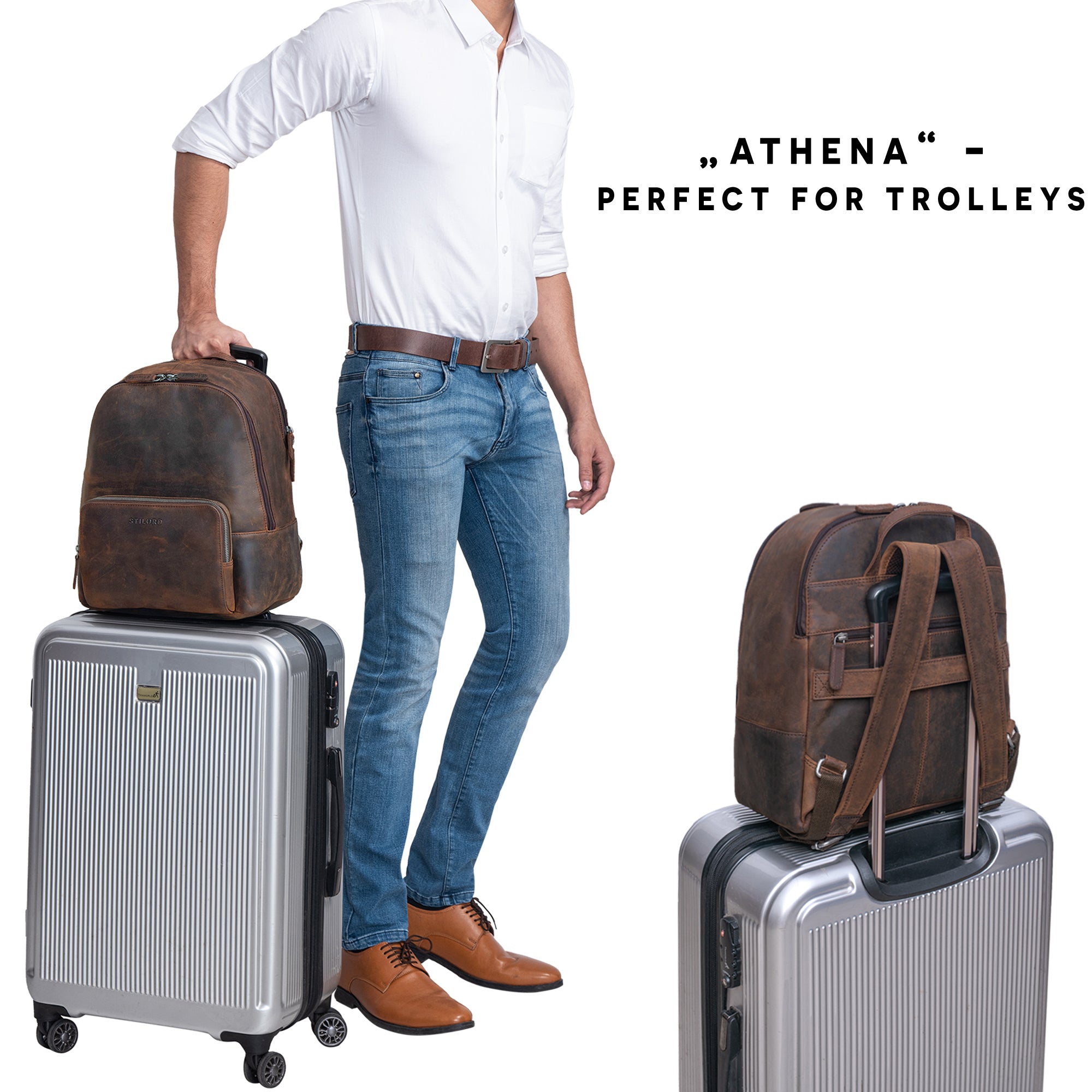 Leder freizeit city rucksack