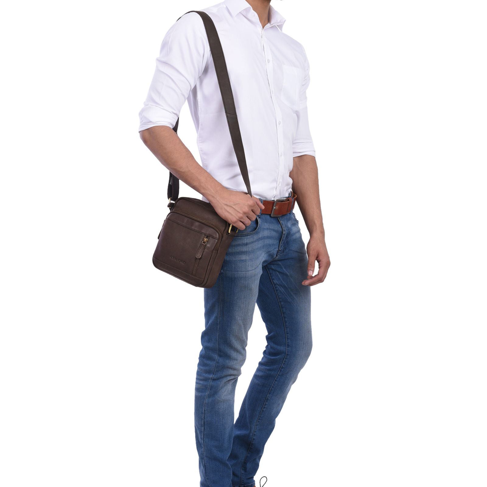 Braune Umhängetasche Leder Männer