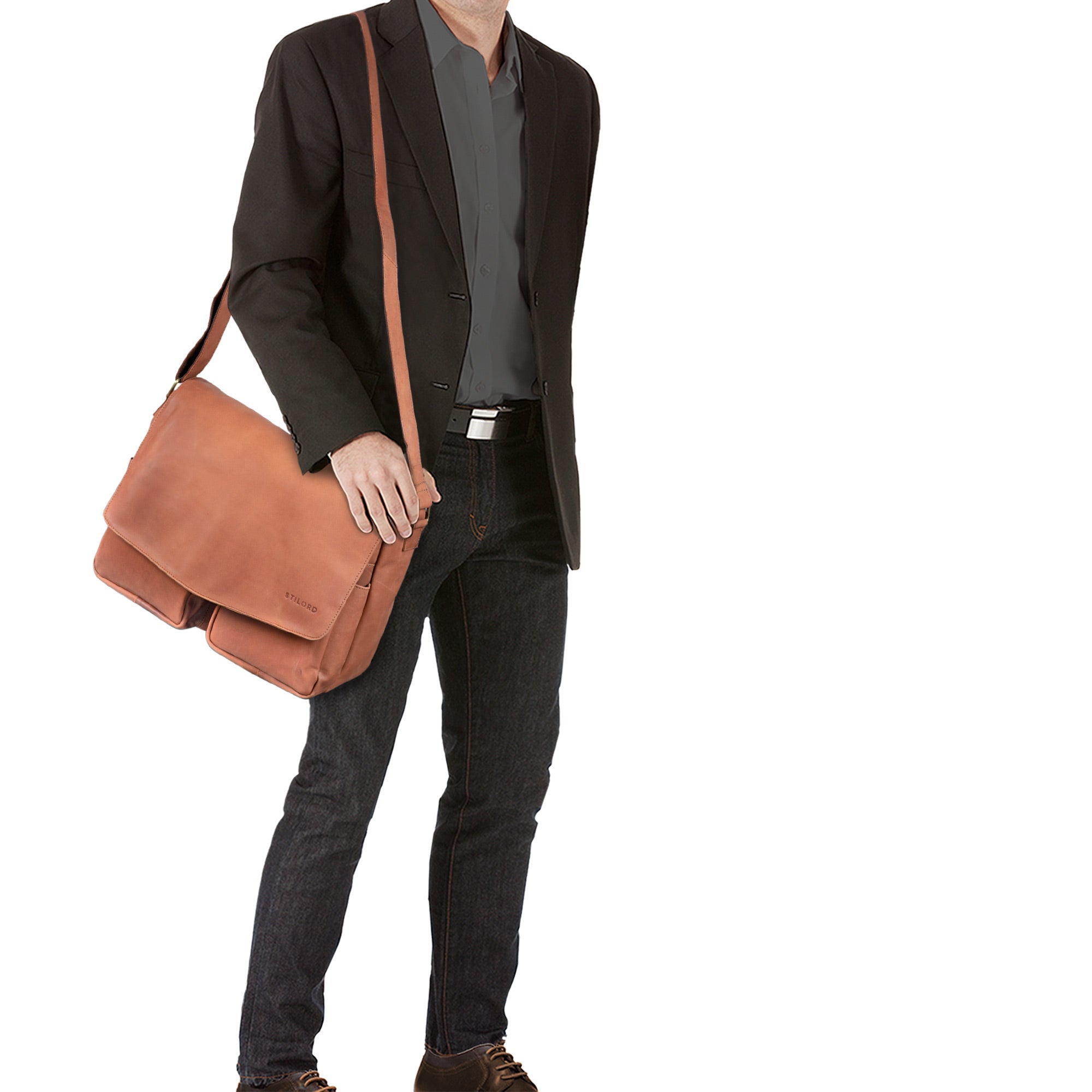 Große Leder businesstasche braun