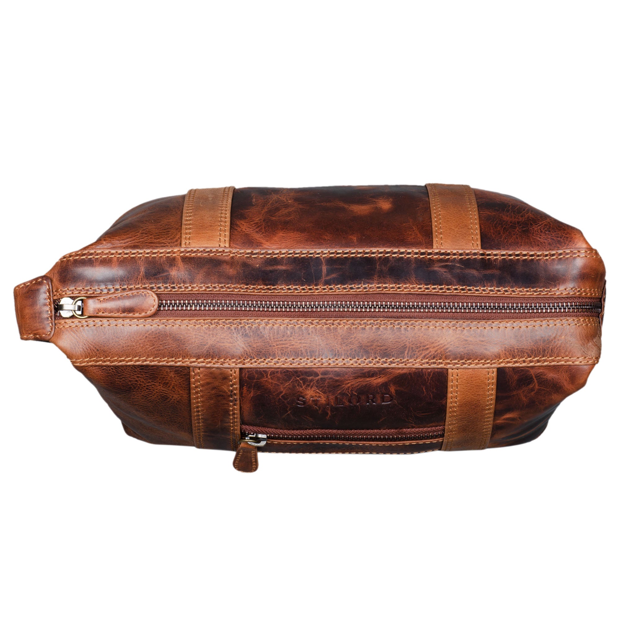 Brauner Waschbeutel Herren Damen Leder