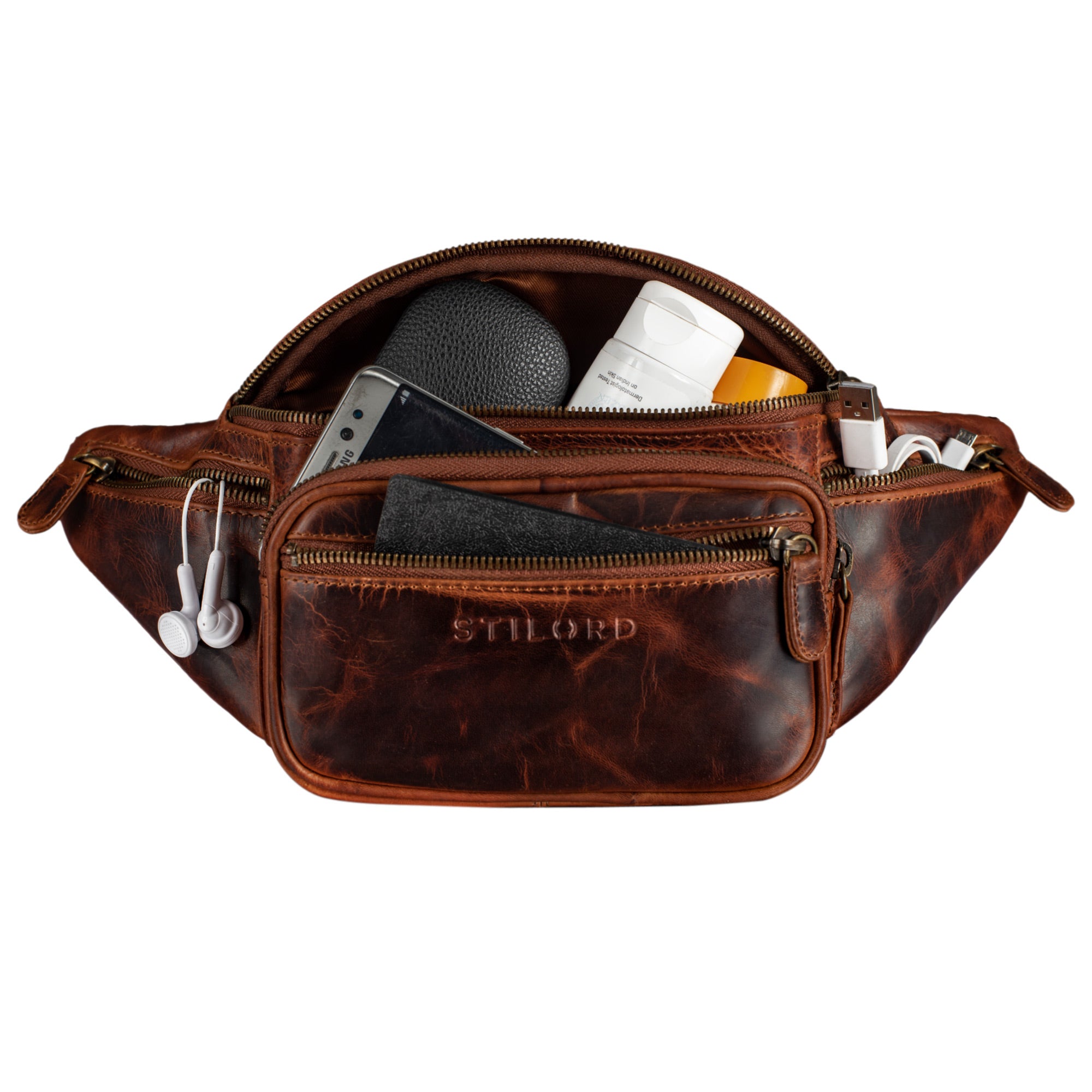Vintage Leder Bauchtasche Groß