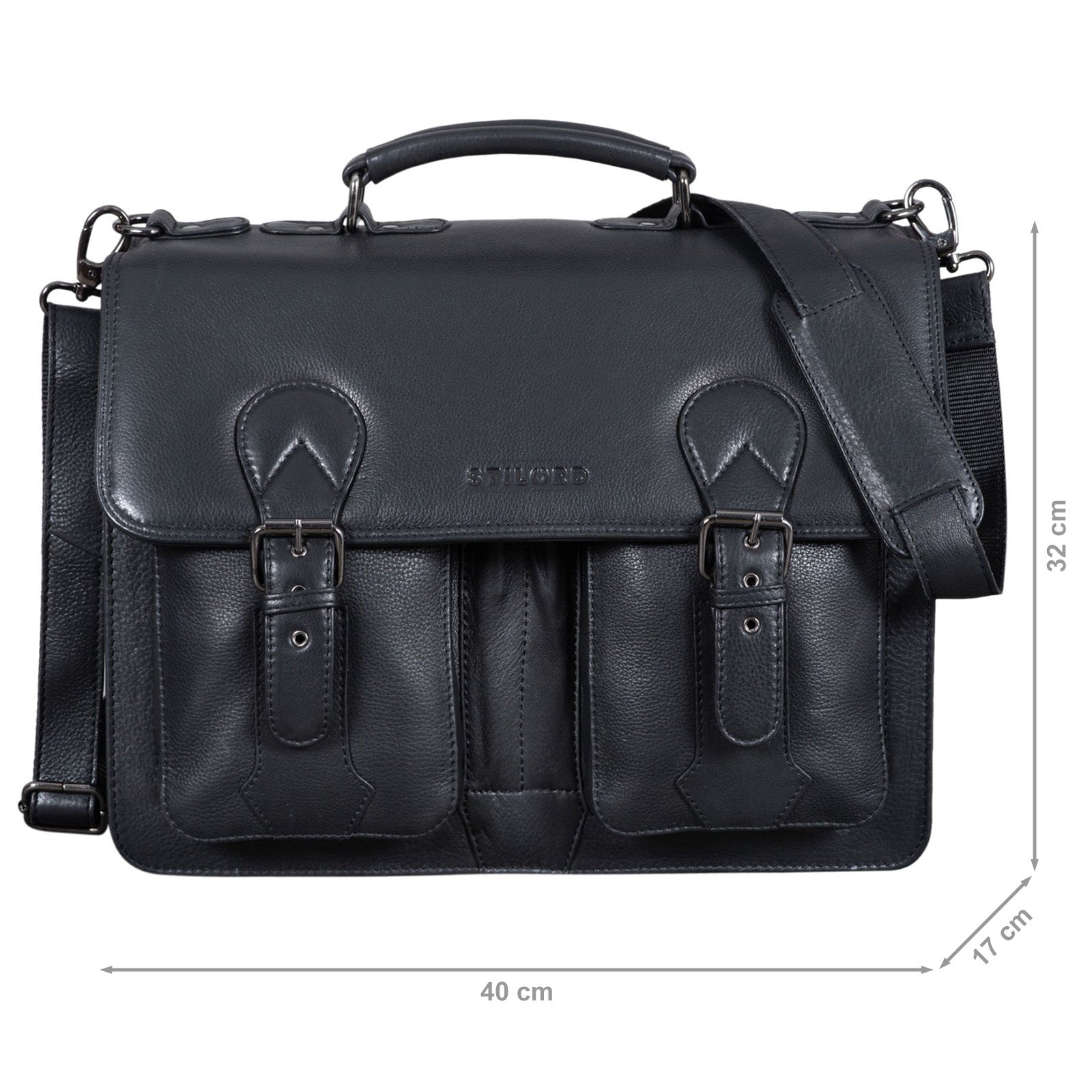 Vintage Business Bag Leder Schwarz