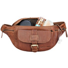 Robuste Ledergürteltasche Herren Damen cognacbraun