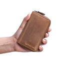 3 in 1 Leder Schlüsseltasche Mini Geldbörse und Karten Etui braun