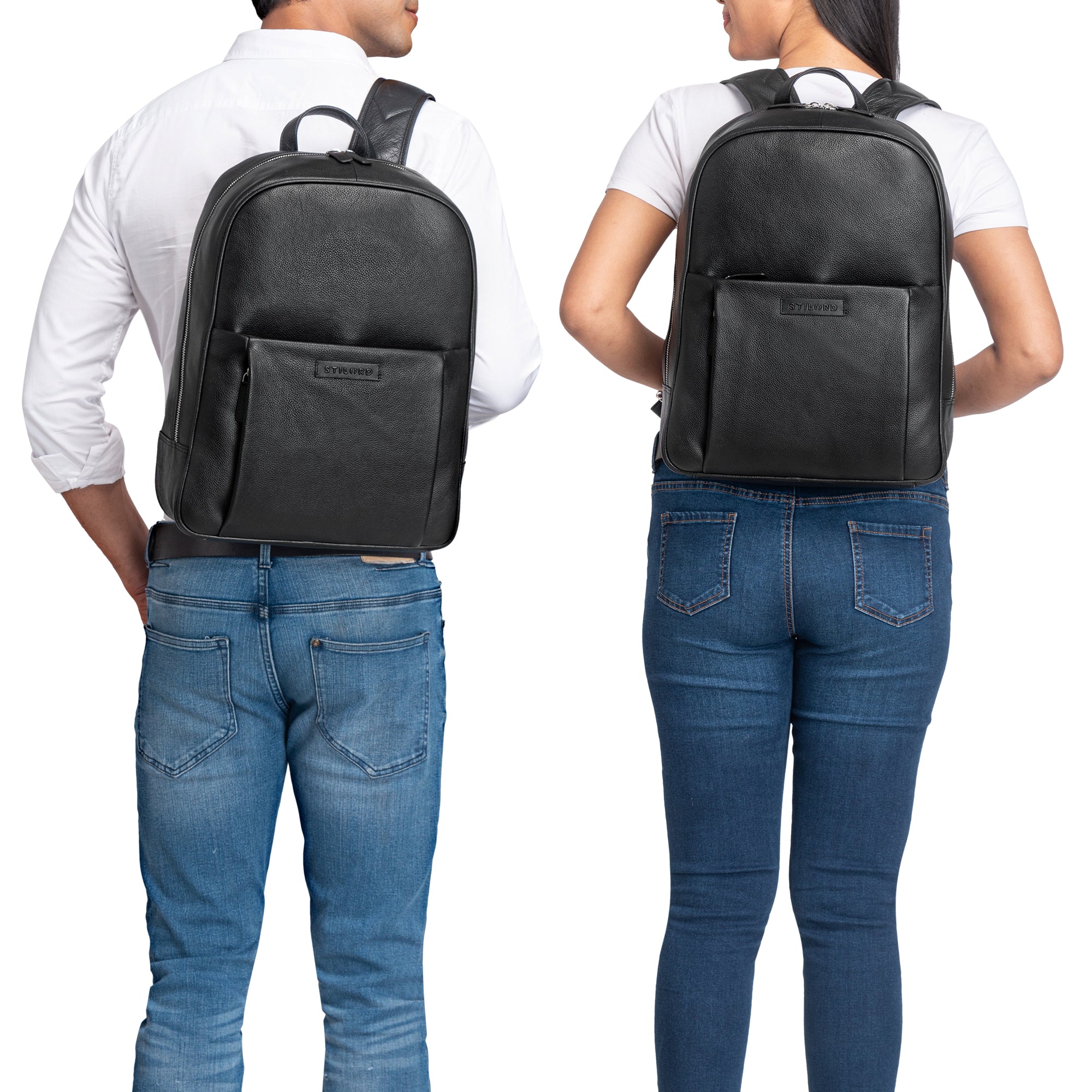 Herrenrucksack Leder schwarz