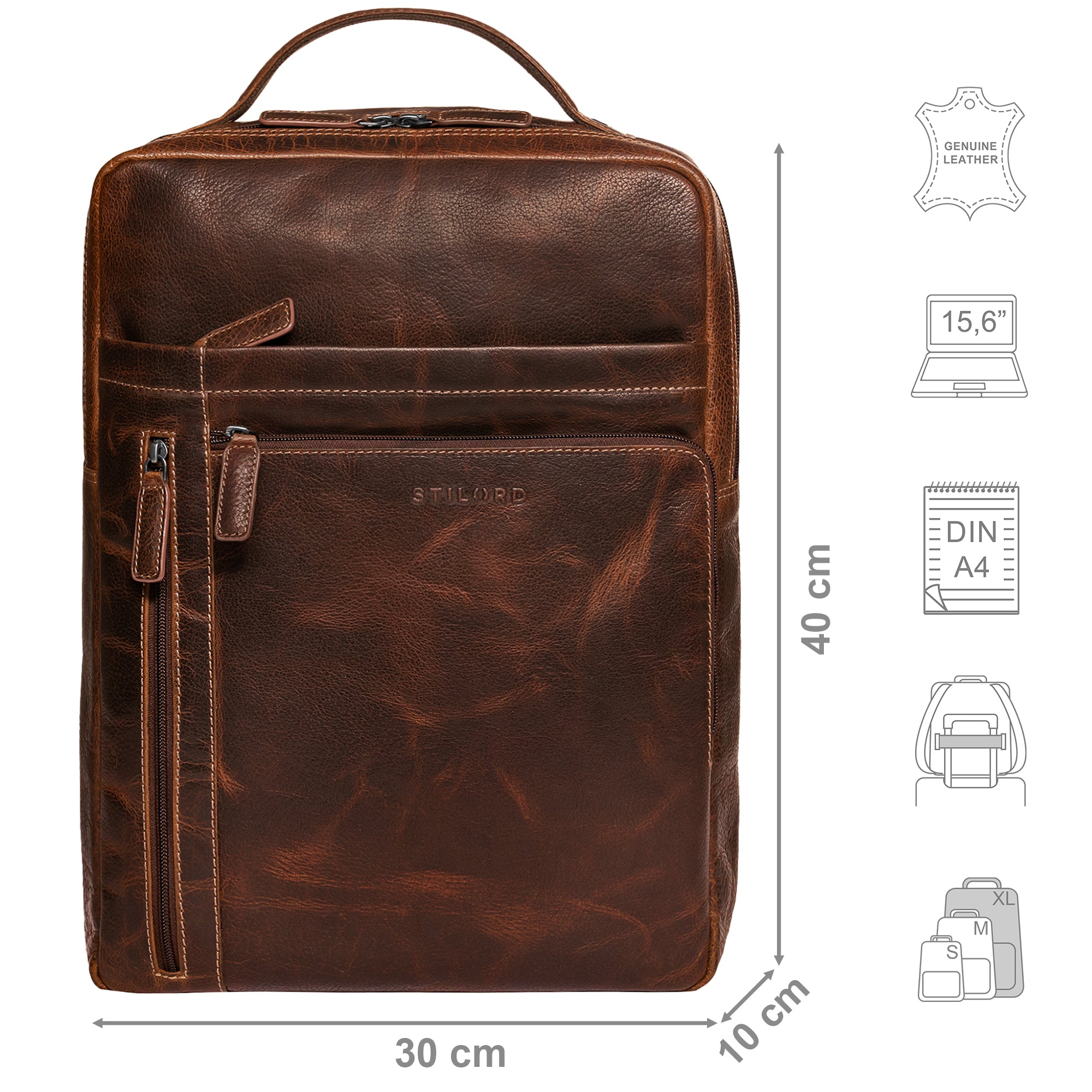 Dunkelbrauner Lederrucksack Herren Echtleder