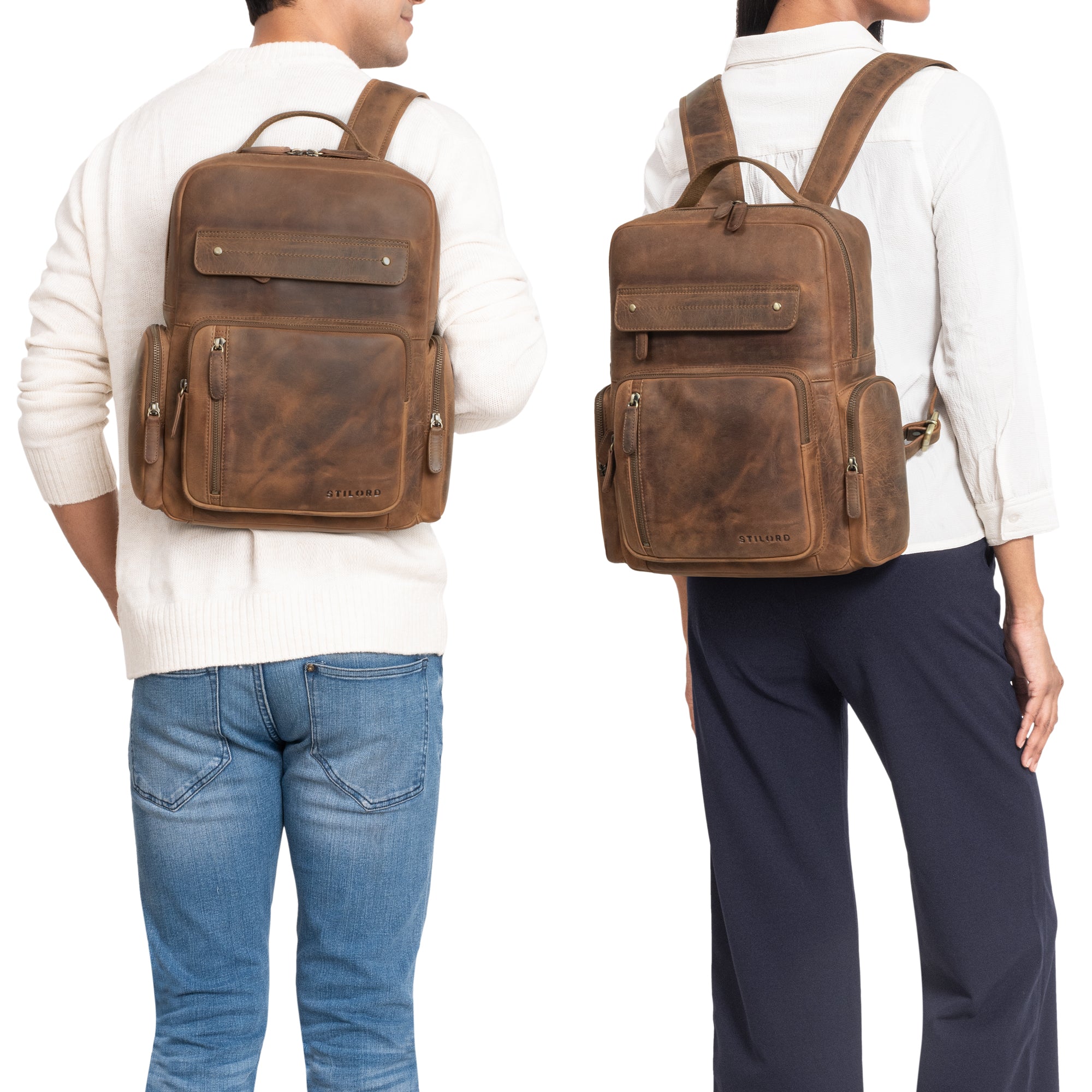 Brauner Lederrucksack Vintage