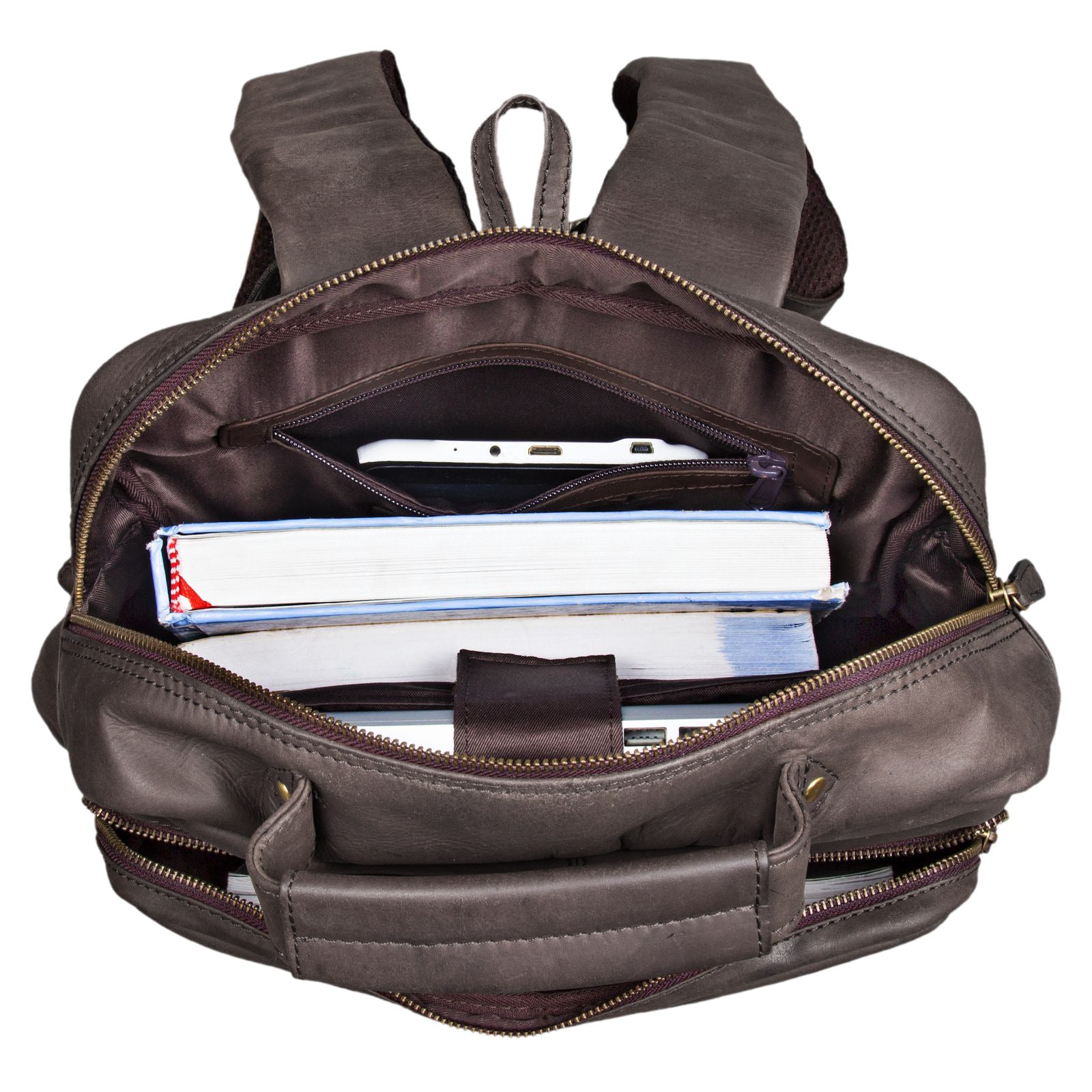 Brauner Leder Rucksack Vintage groß