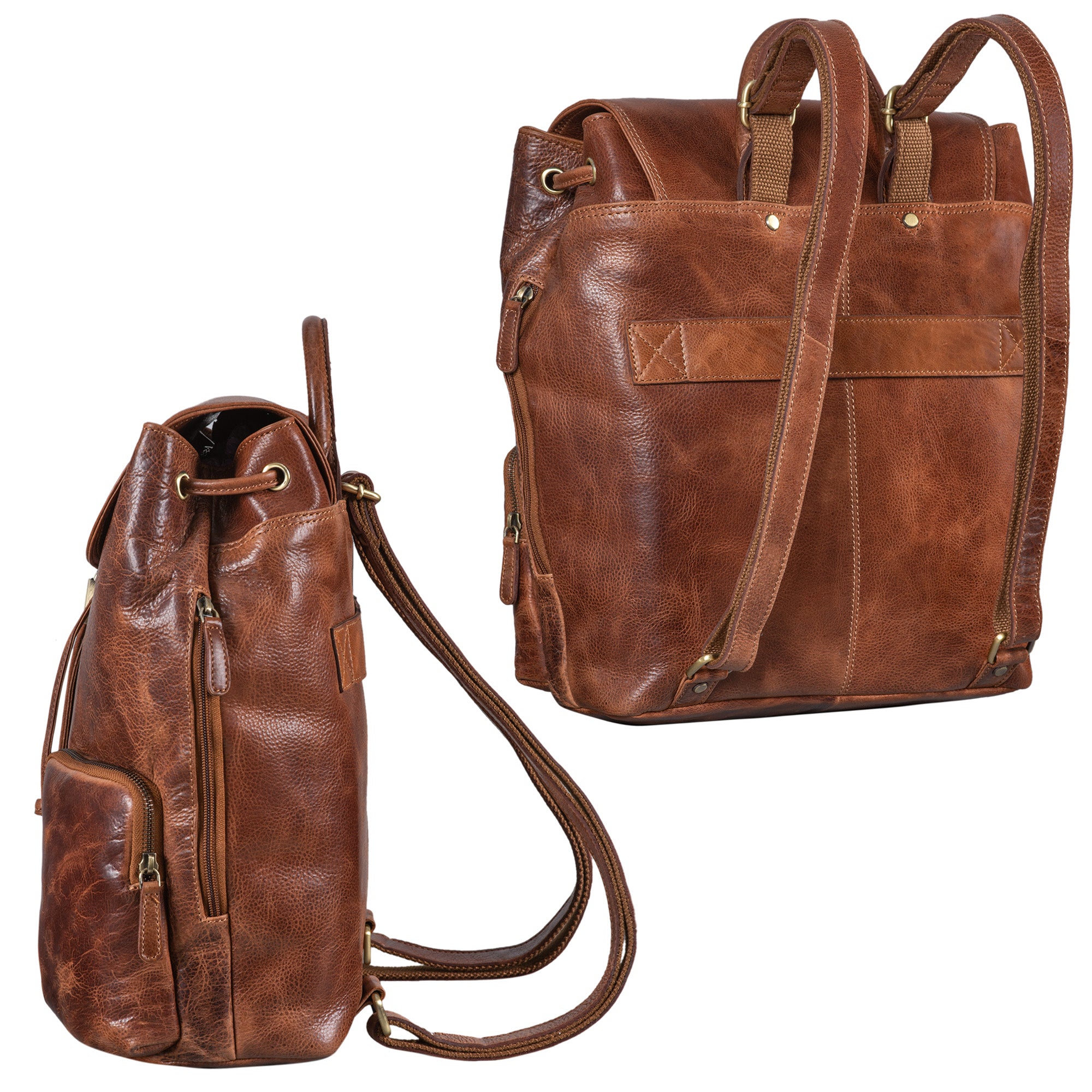 Grosser Schulrucksack Leder braun
