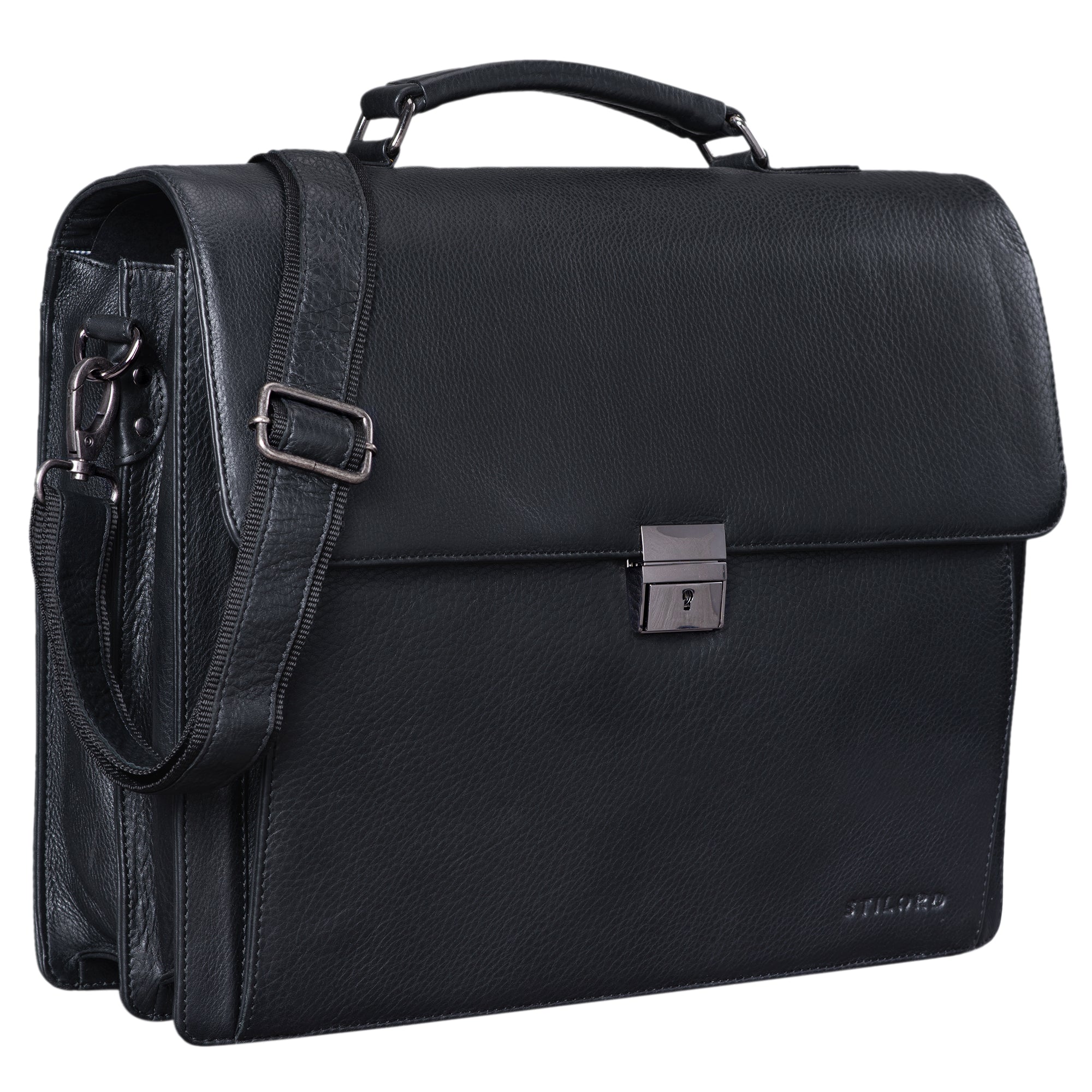 Ledertasche 15,6 Zoll schwarze Laptoptasche Büro Arbeit