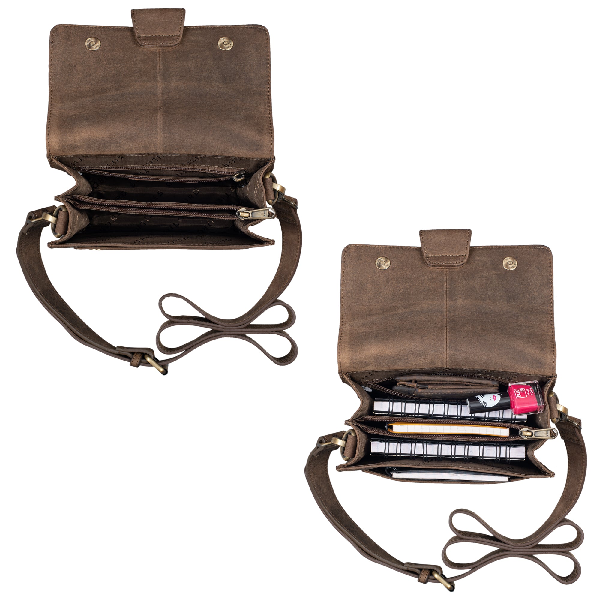 Damen Crossbody Bag Leder braun