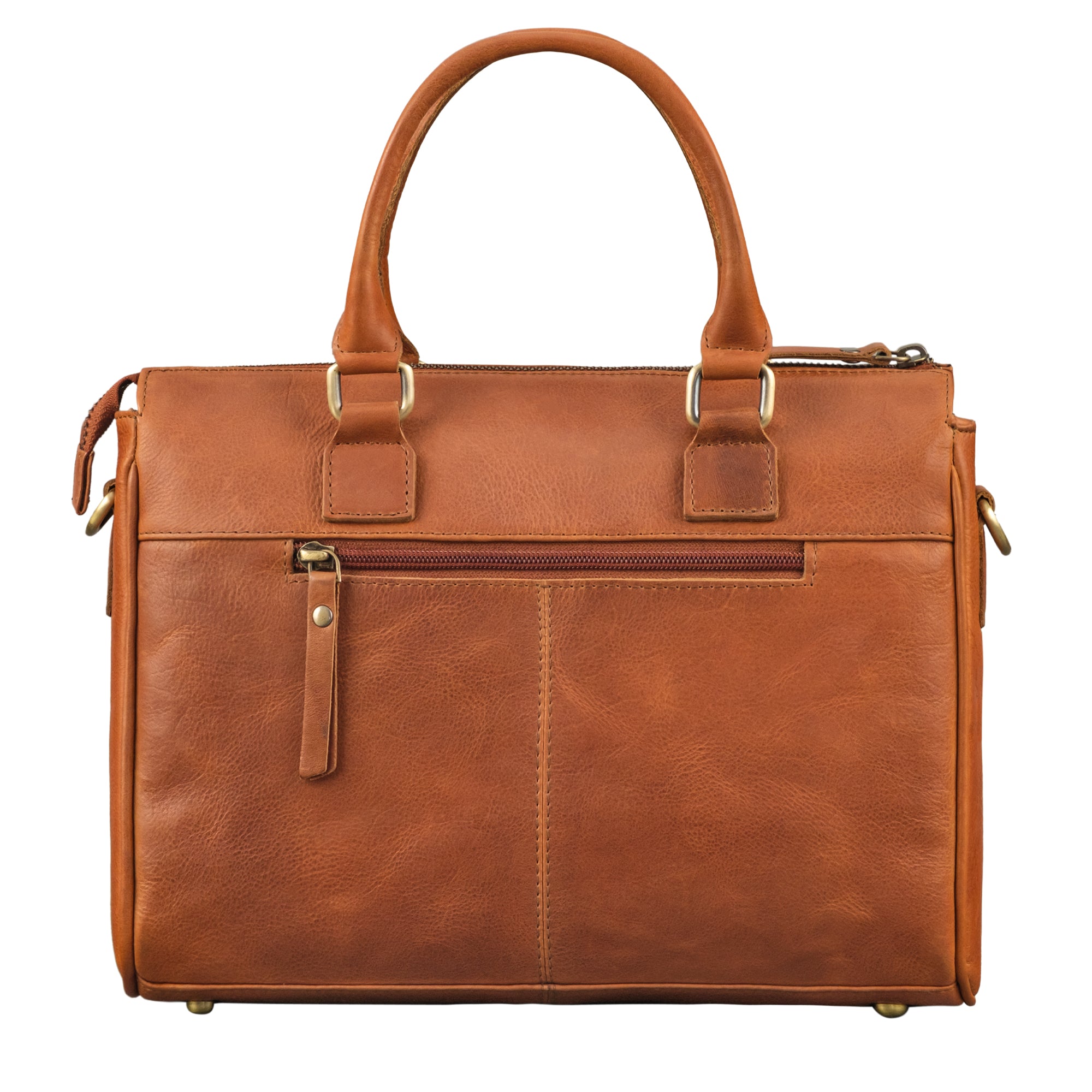Damen Henkeltasche Leder braun aus der Rückansicht