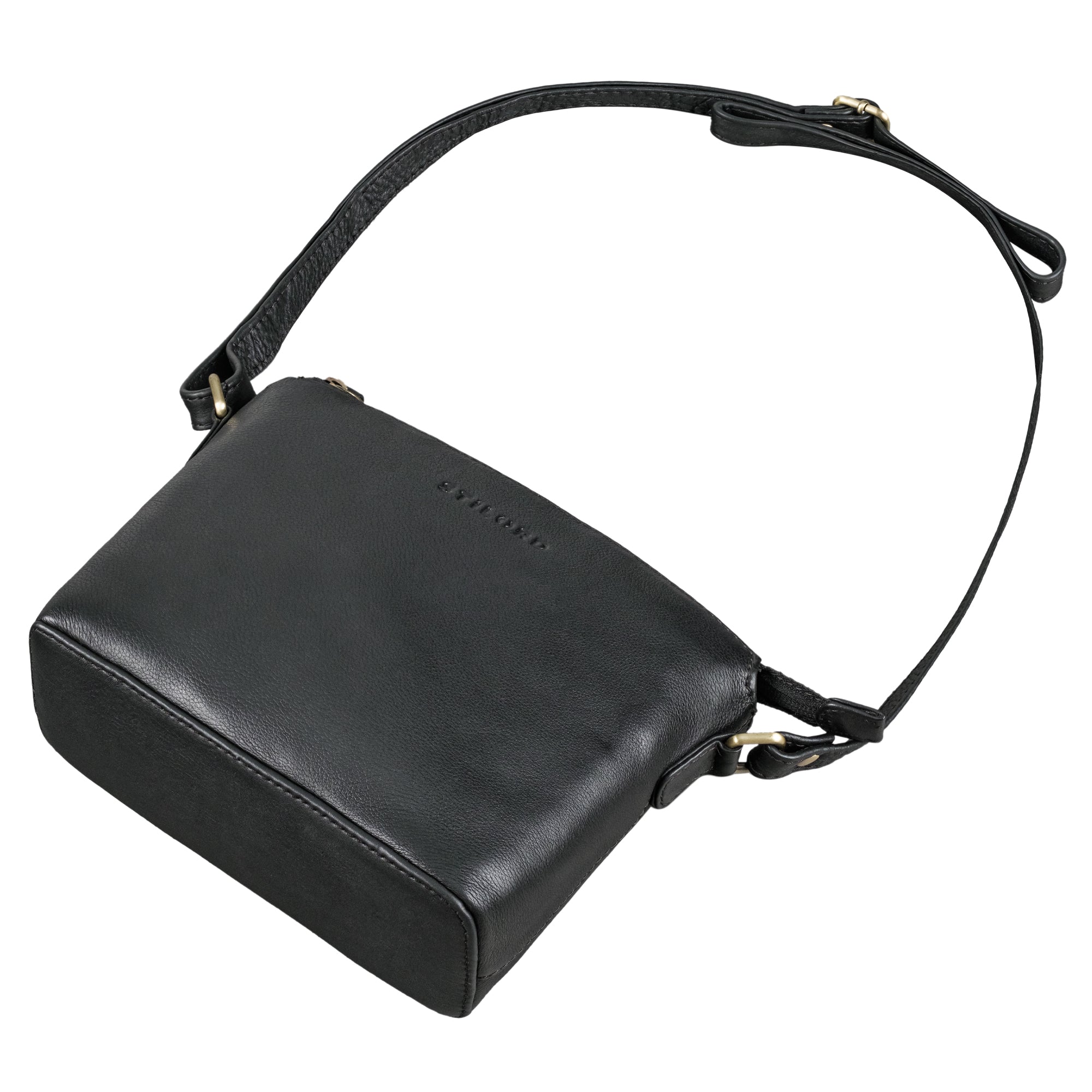 Kleine Ledertasche Damen schwarz mit verstellbarem Schultergurt