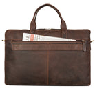 Vintage Leder Aktentasche braun mit hinterem Reißverschlussfach und Trolleyhalterung
