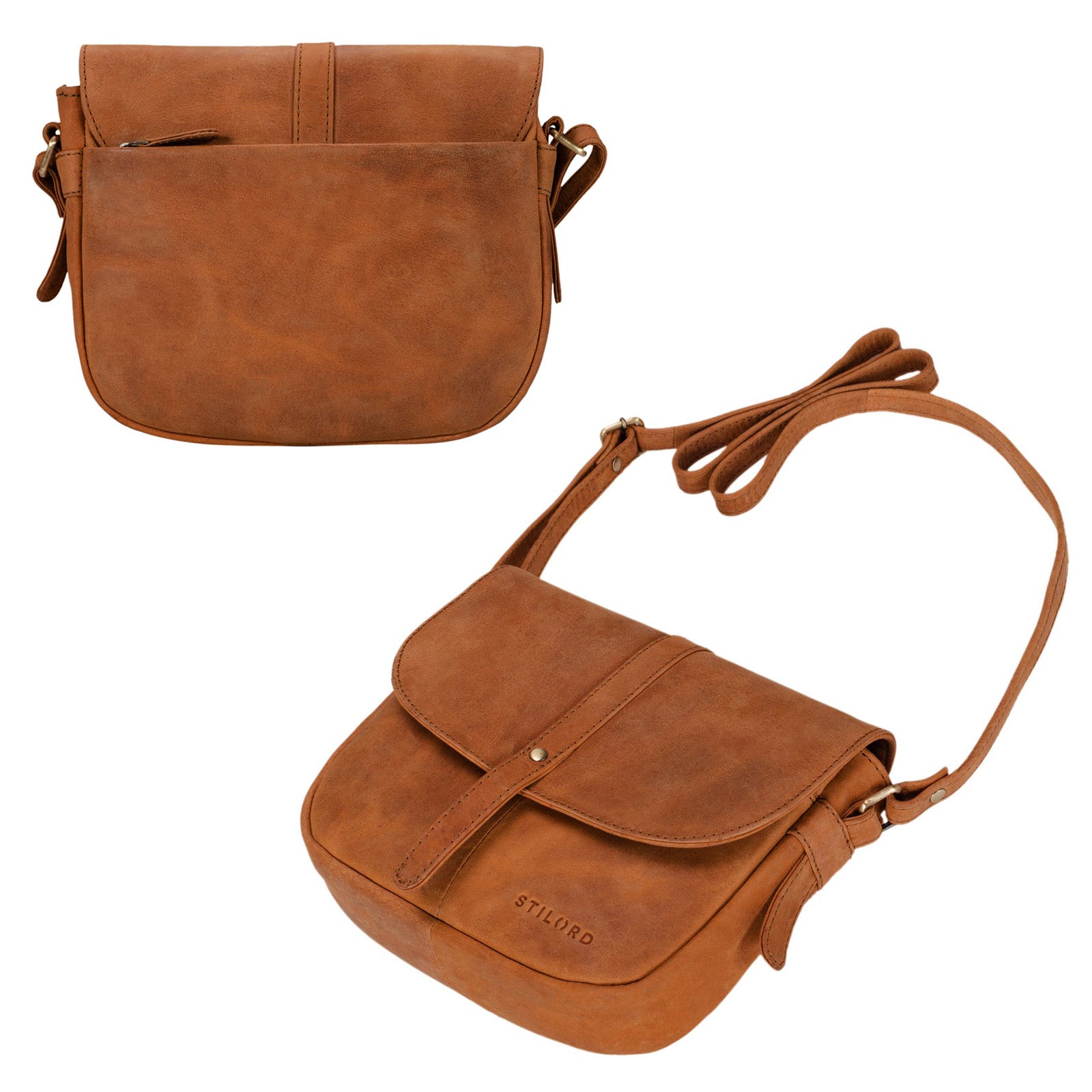 Leder Schultertasche Vintage braun