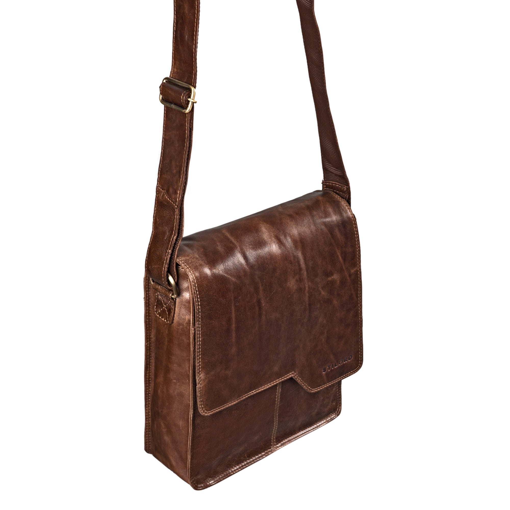 Schultertasche Leder Männer braun
