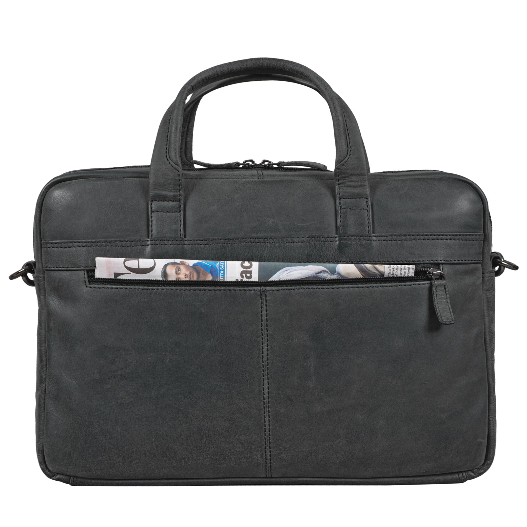 Arbeitstasche Herren Leder grau