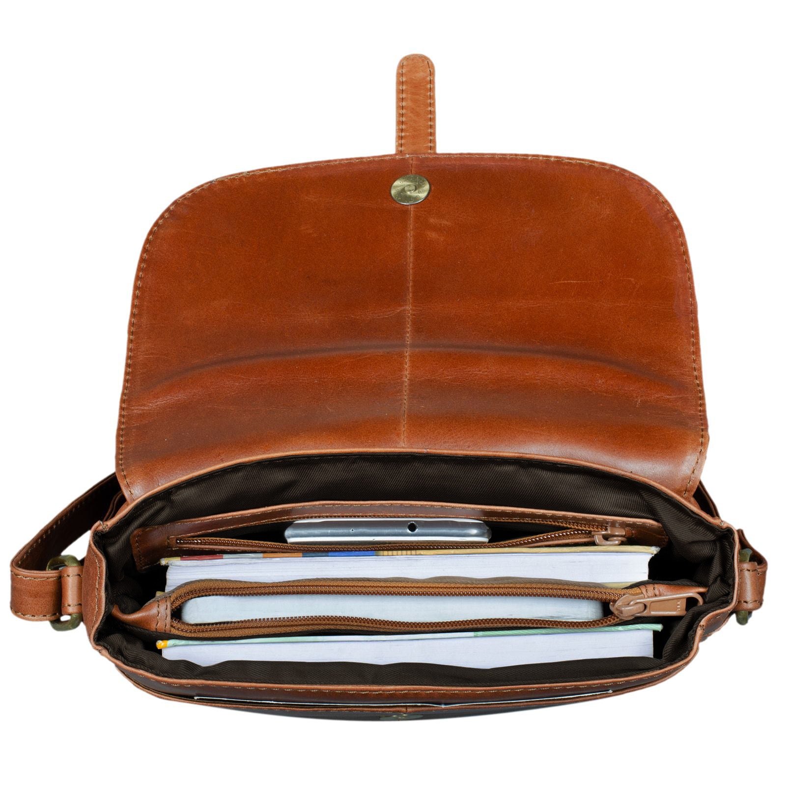 Kleine Leder Umhängetasche Damen braun