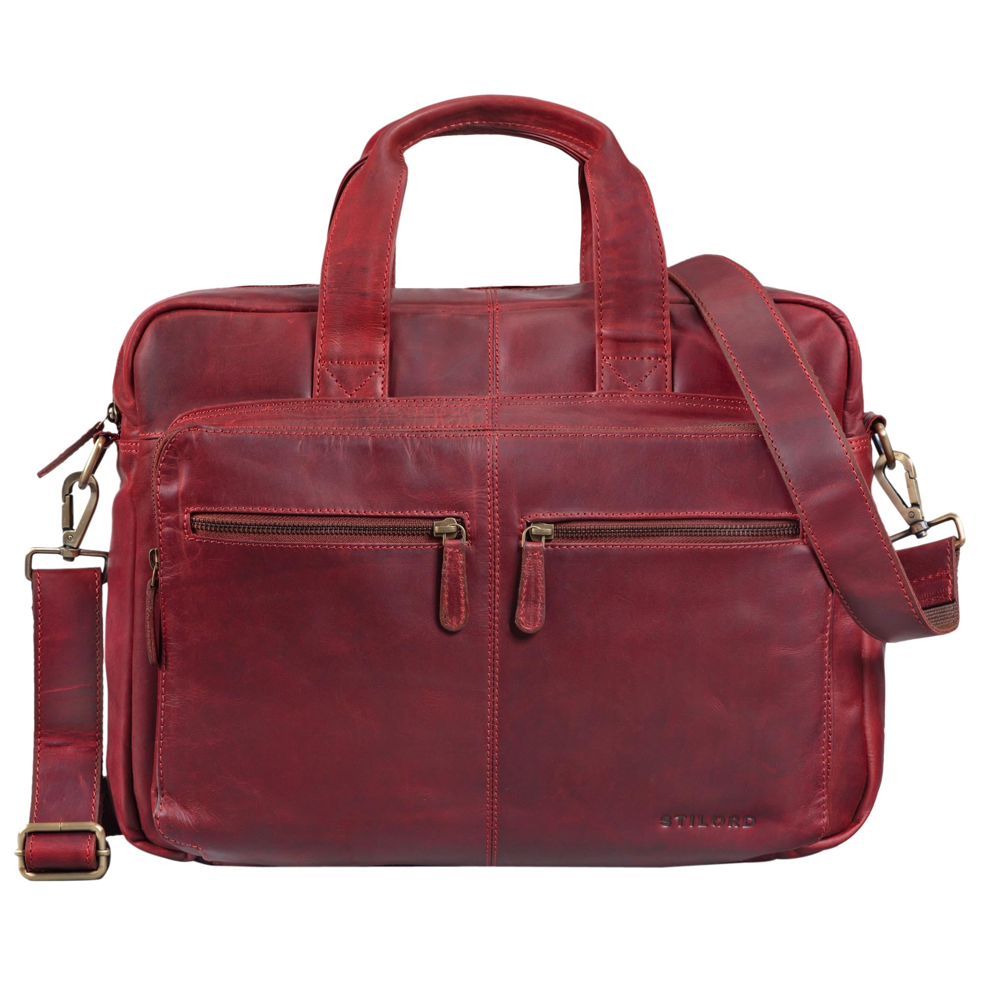 Große Leder Herrentasche DIN A4 Vintage rot