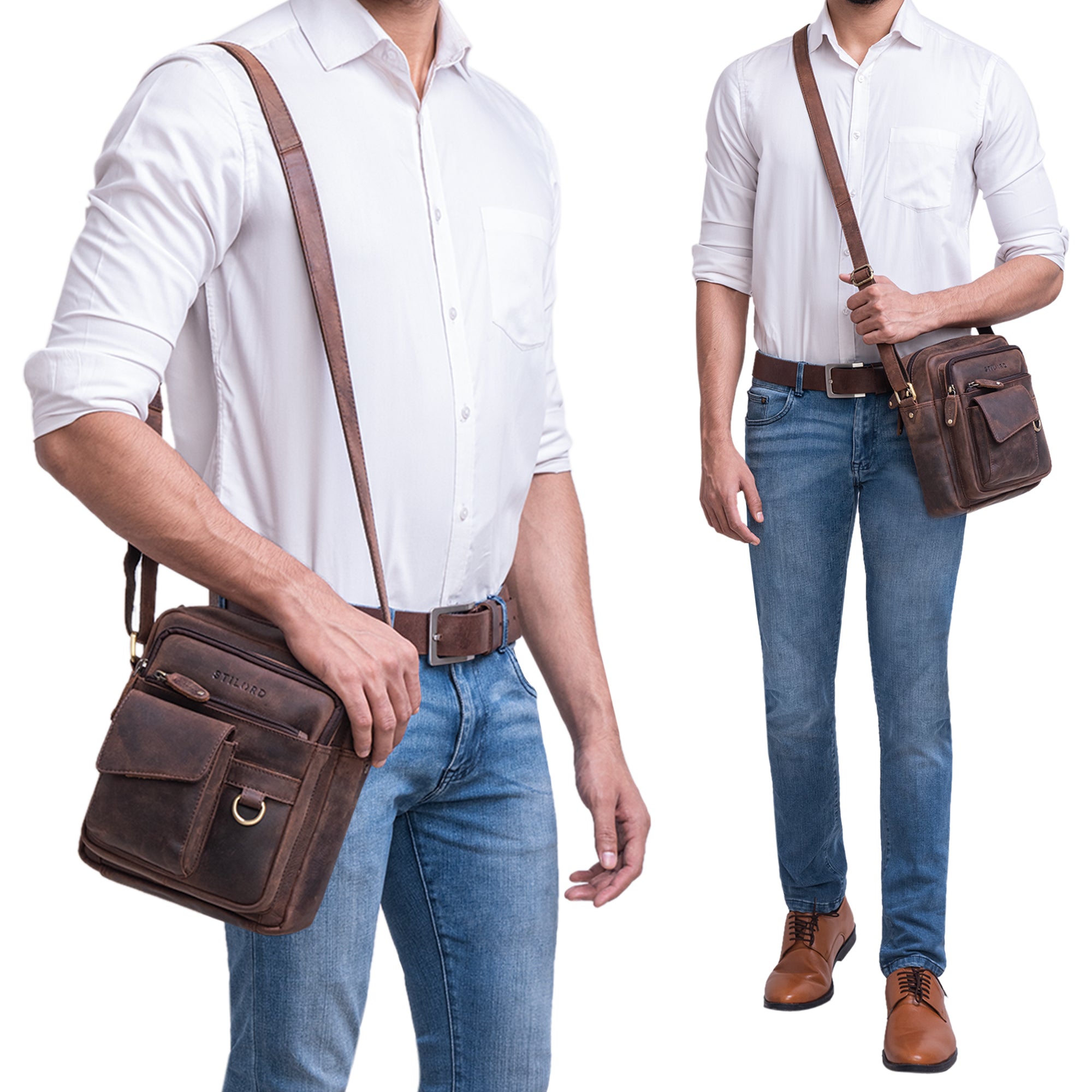 Modische ledertasche für Männer frauen braun