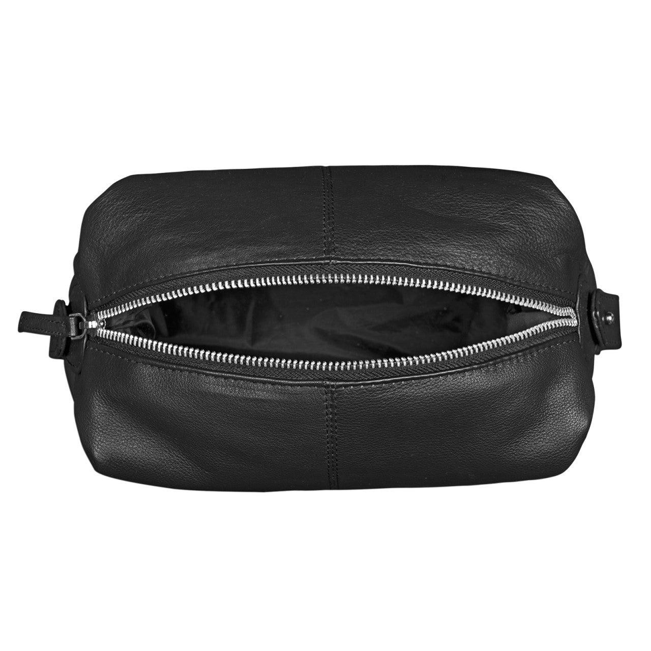 Kulturbeutel Leder schwarz