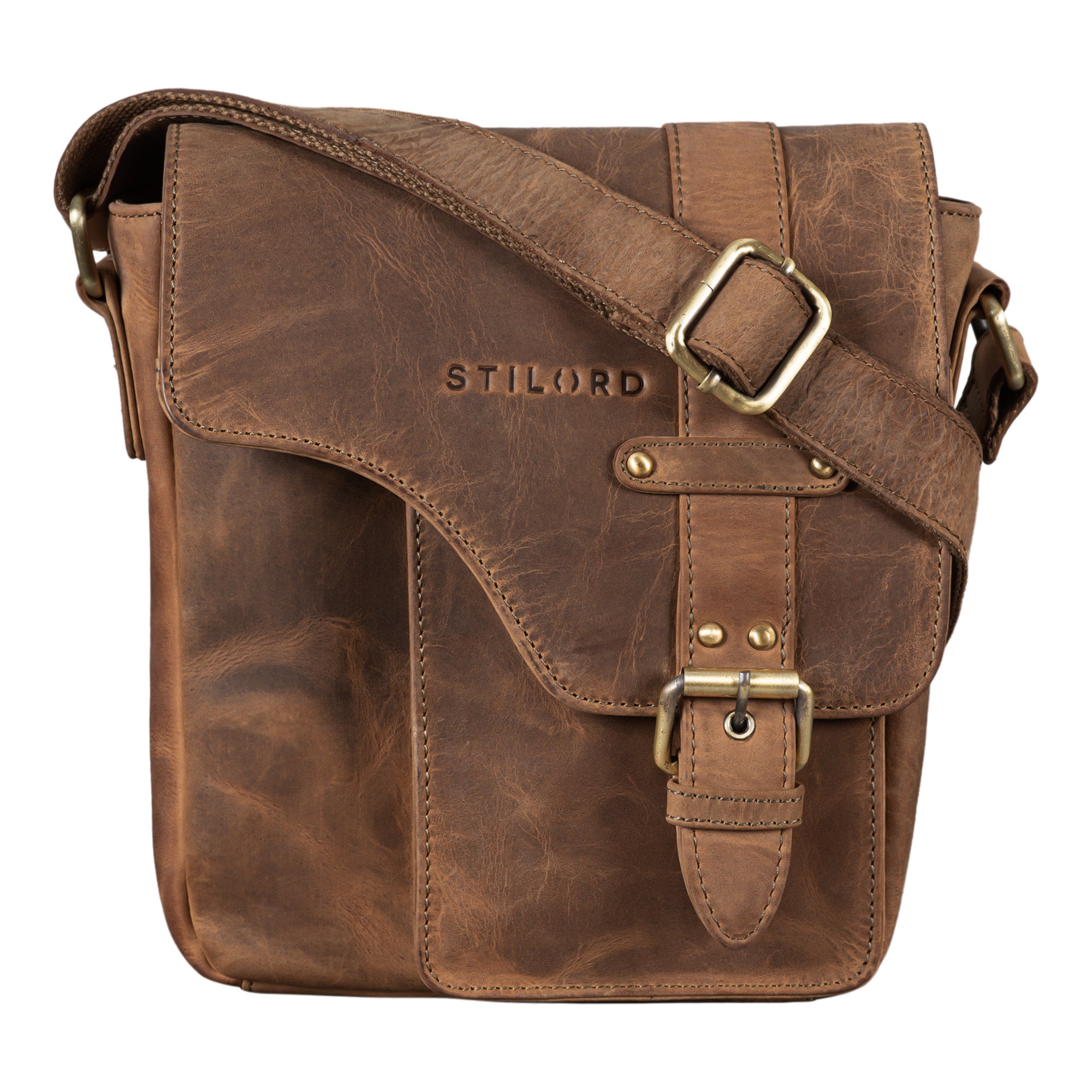 Ledertasche mit Schultergurt VIntage LEder braun