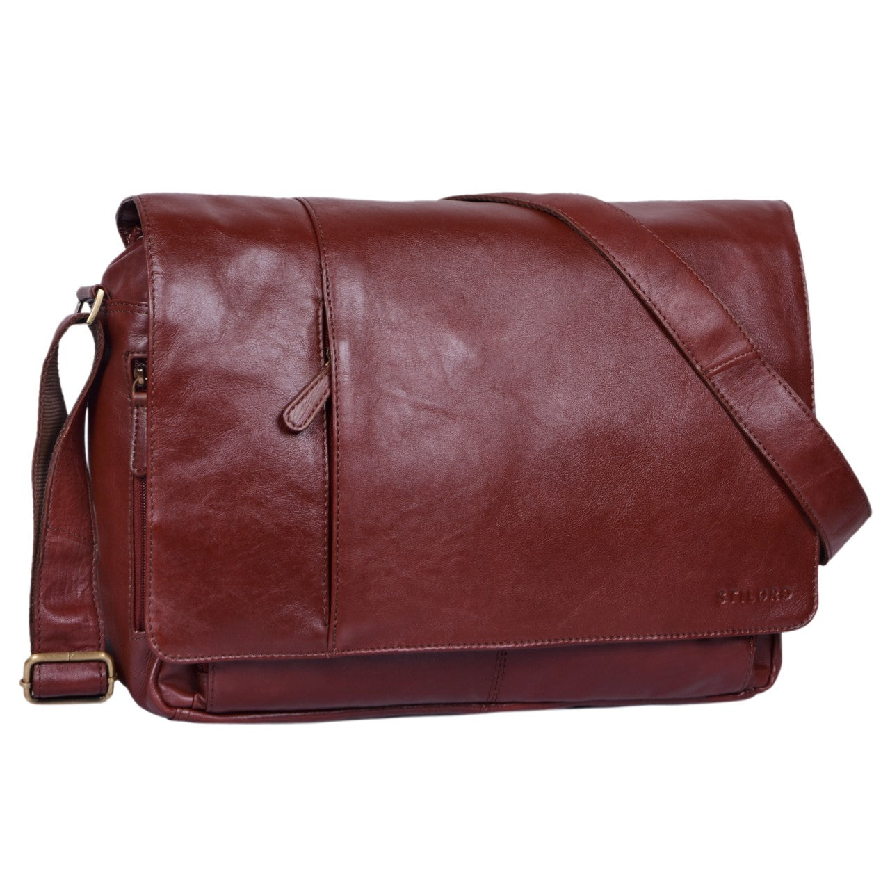 Messengerbag Herren Leder groß rotbraun