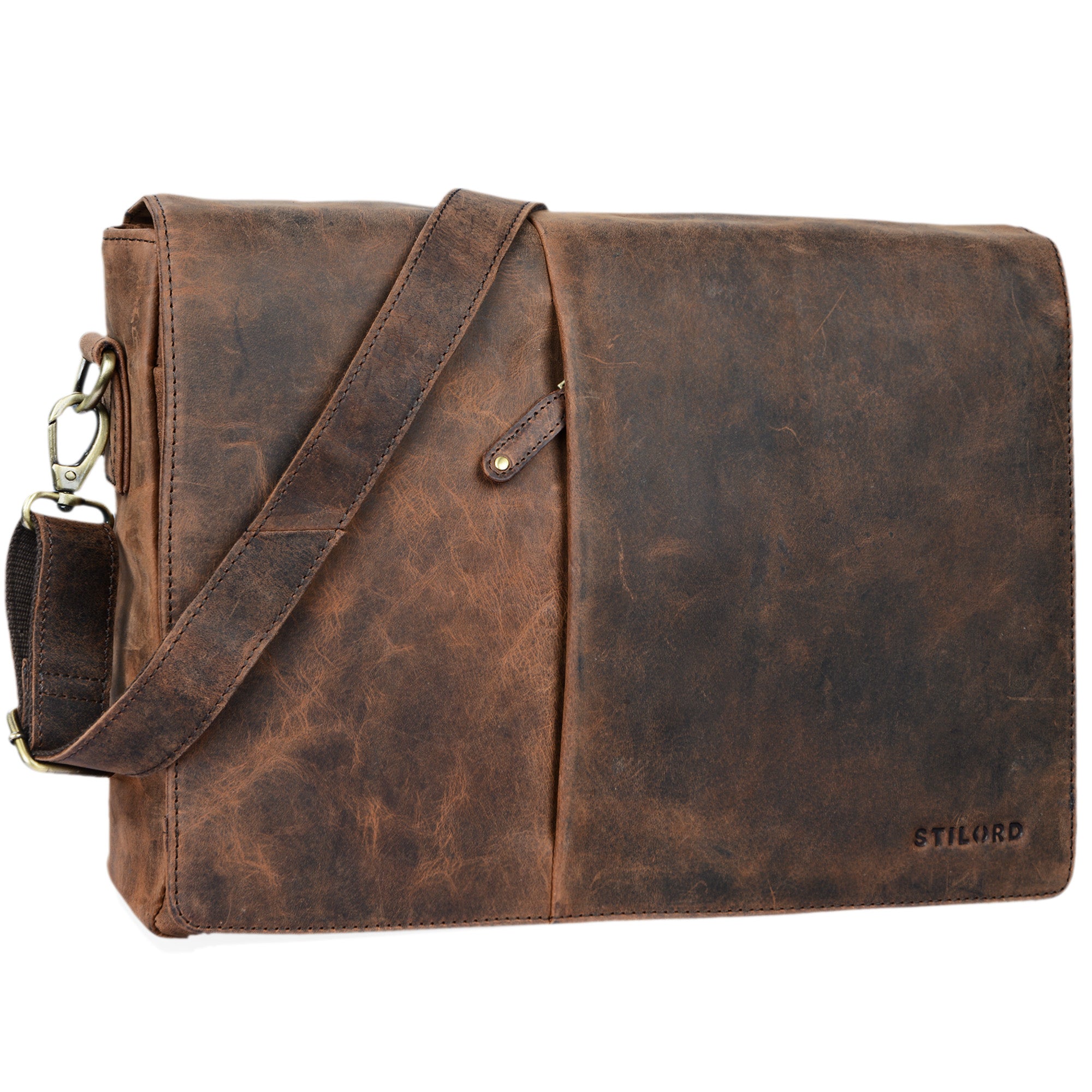 Herren Damen Messenger Bag echtes Leder groß Vintage