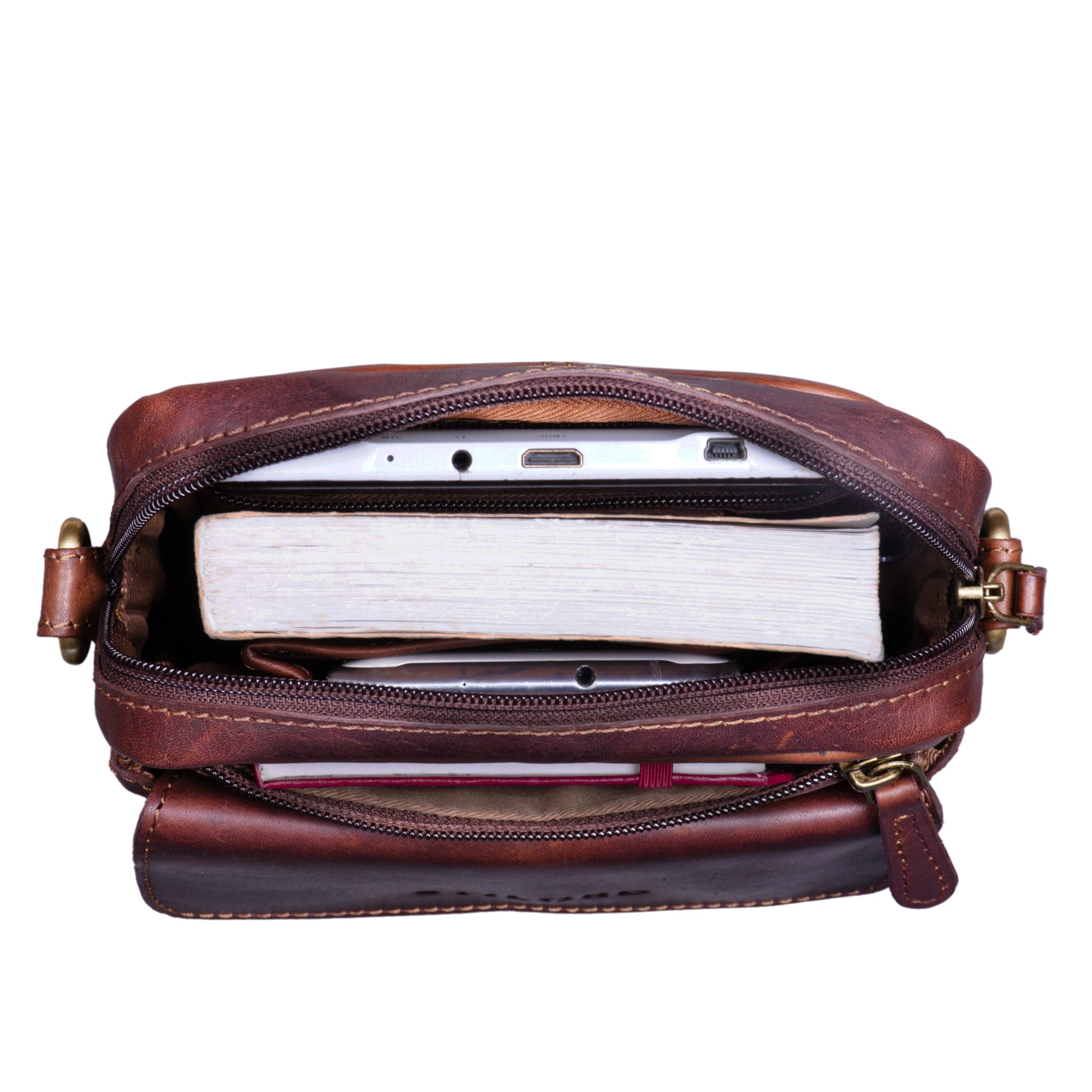 Leder Messenger Bag für Männer dunkel braun