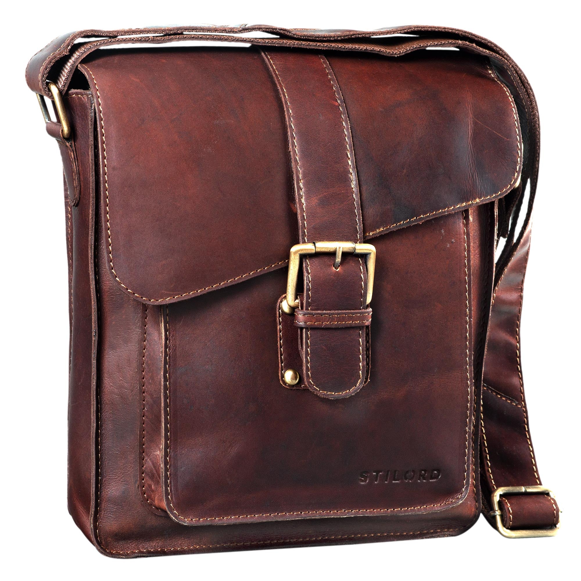 Leder Messenger Bag mittel dunkelbraun