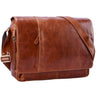 Messengerbag Laptop Leder cognac glänzend