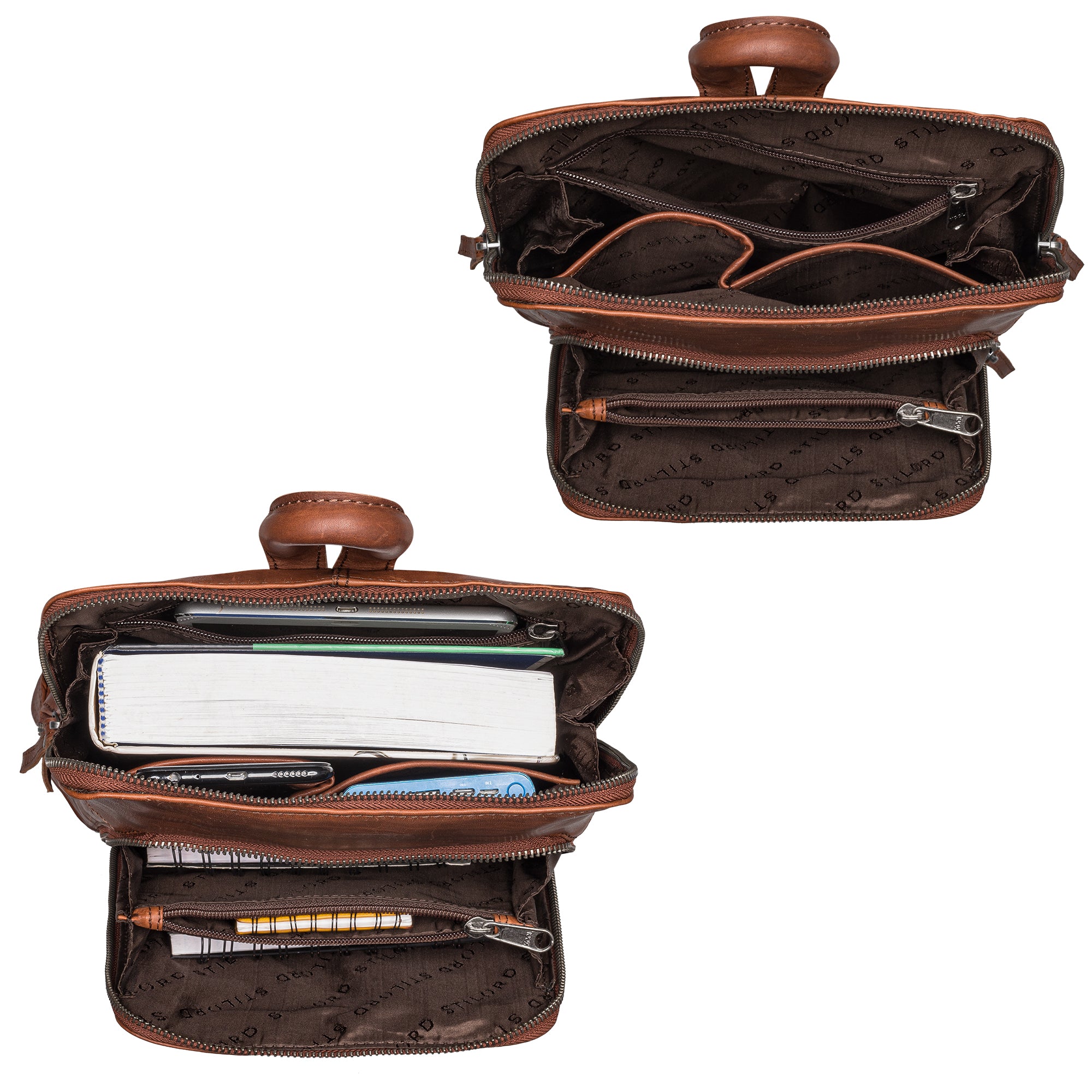 Retro Damen Rucksack klein Leder braun