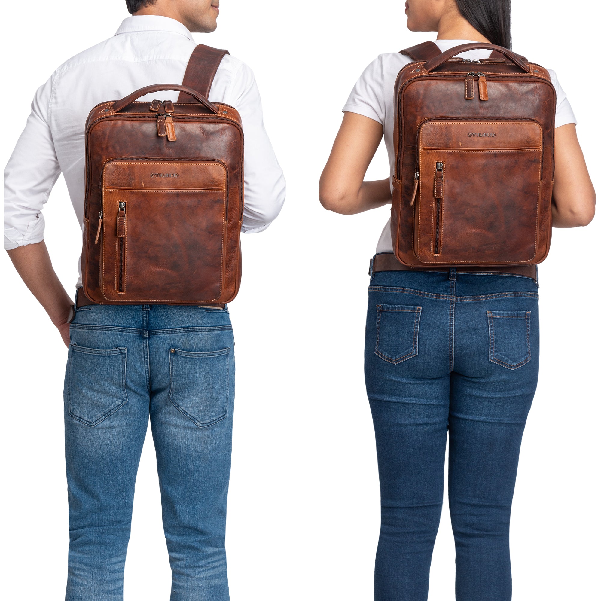 Lederrucksack braun Damen Herren mit Laptopfach
