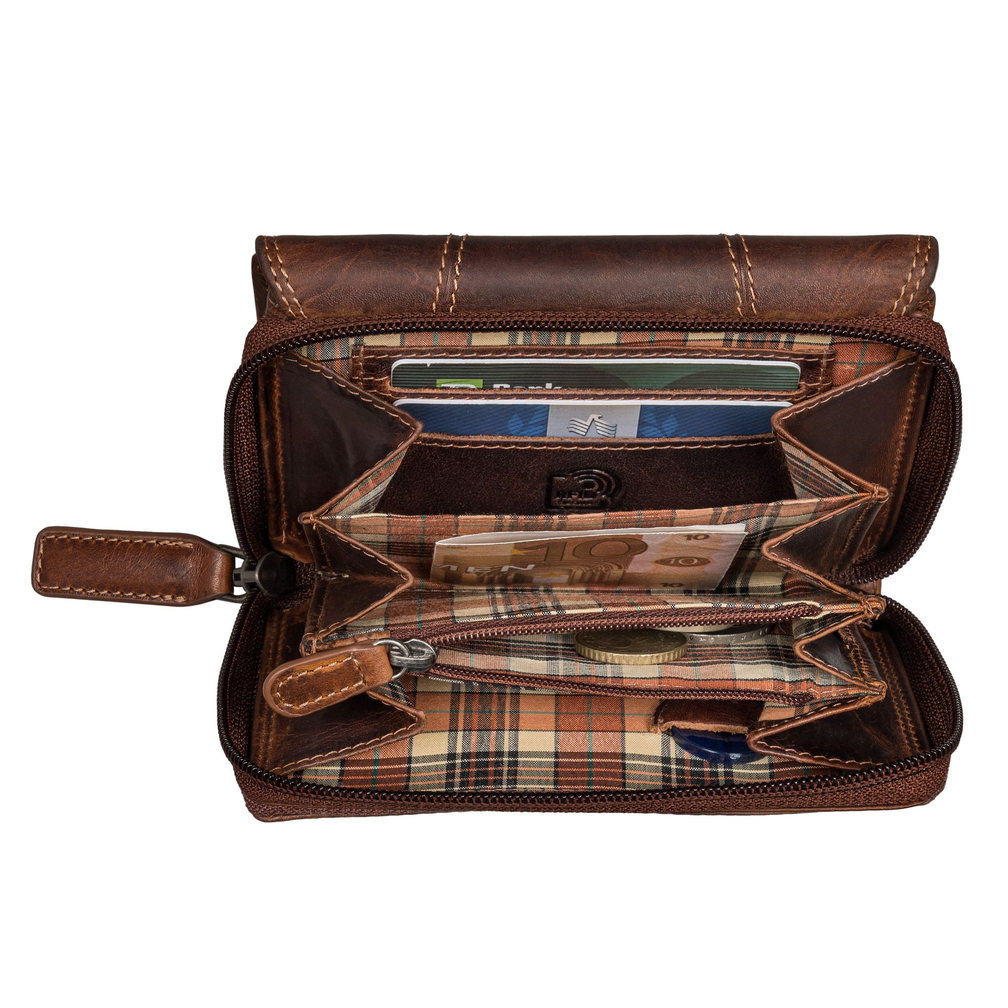 Portemonnaie Leder dunkelbraun Damen