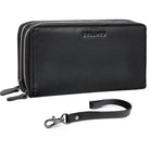 Leder Portemonnaie und Handgelenktasche RFID schwarz